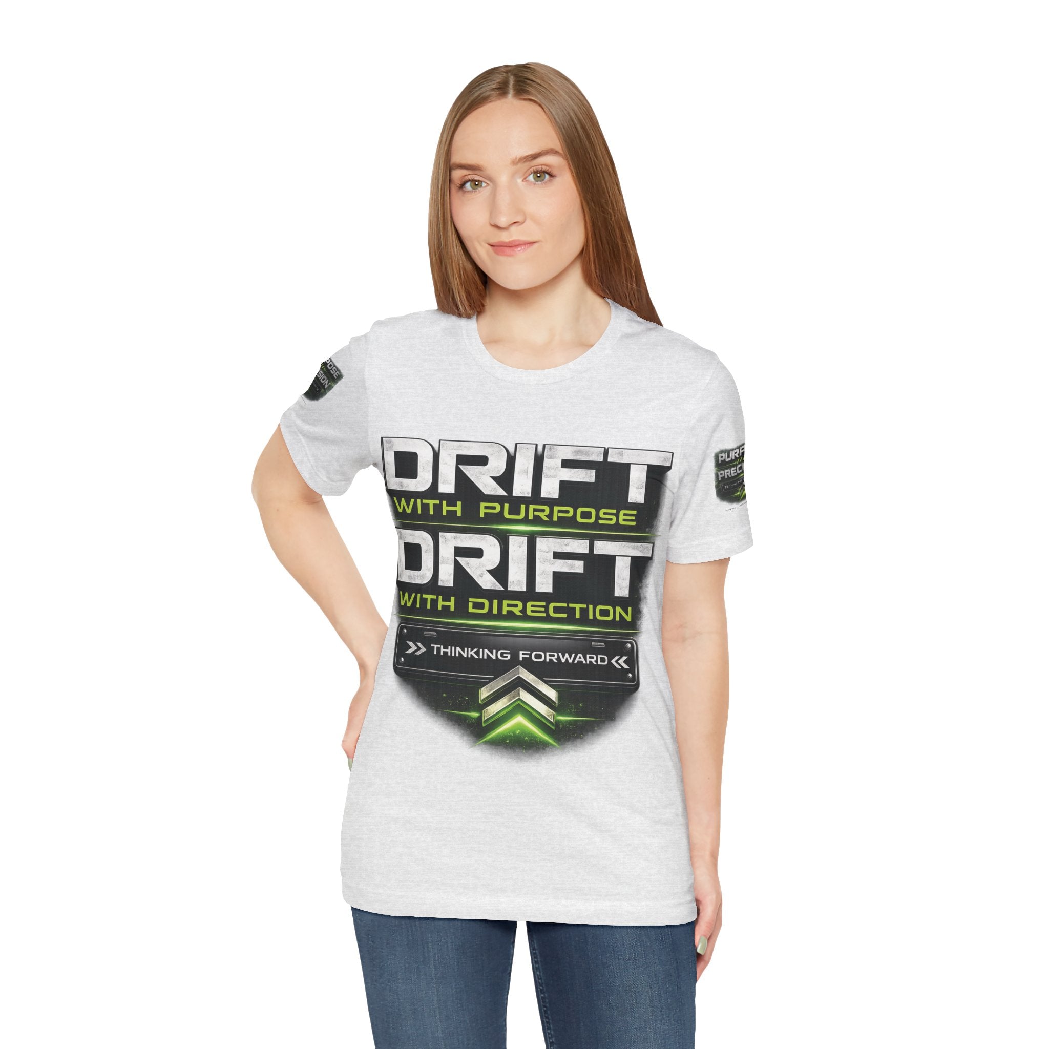 Drift With Direction Graphic Tee — 'Drift with Purpose / Thinking Forward' Racing T-Shirt Printify