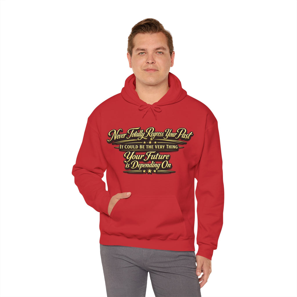Inspirational Hoodie – “Never Letting Regret Your Past” Motivational City Night Sweatshirt Printify