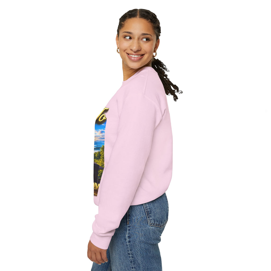 Working From Home Sweatshirt – "Say Hello To" Scenic Home Office Crewneck Printify