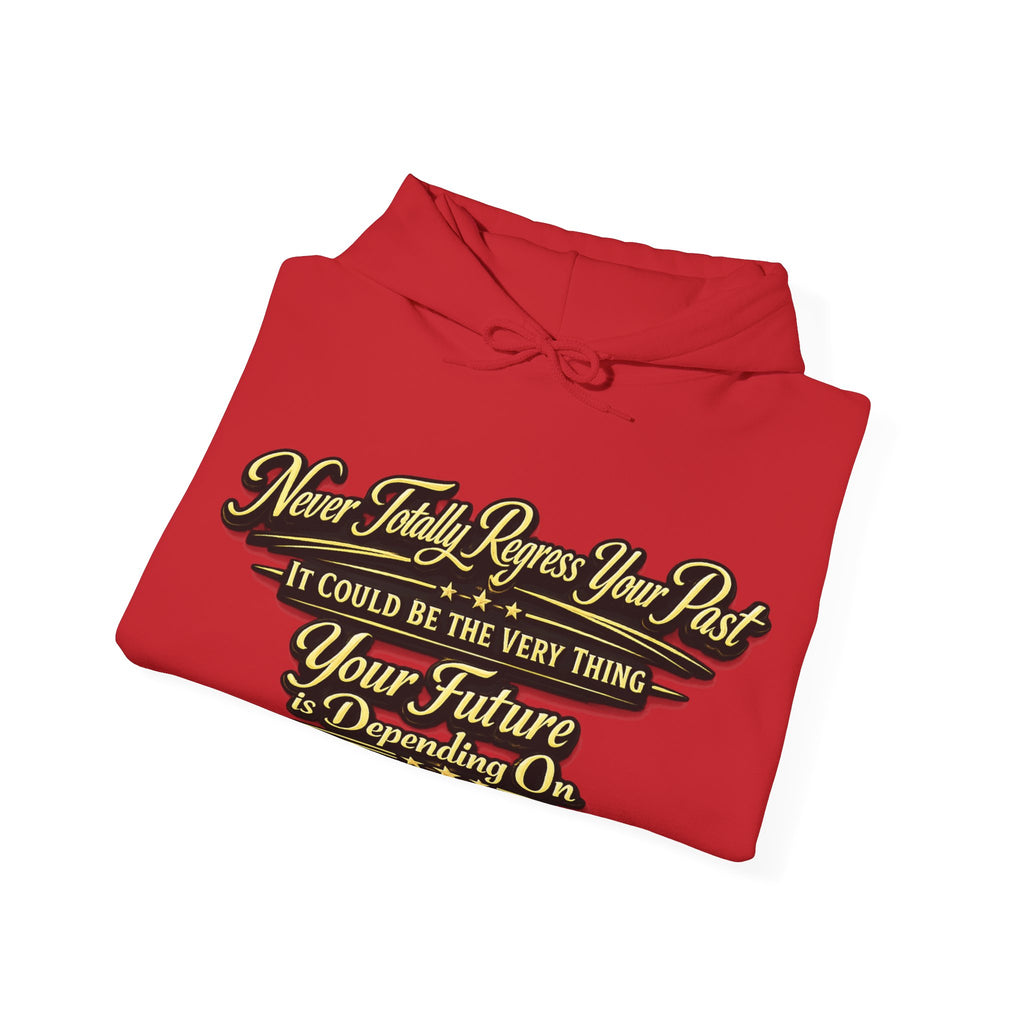 Inspirational Hoodie – “Never Letting Regret Your Past” Motivational City Night Sweatshirt Printify