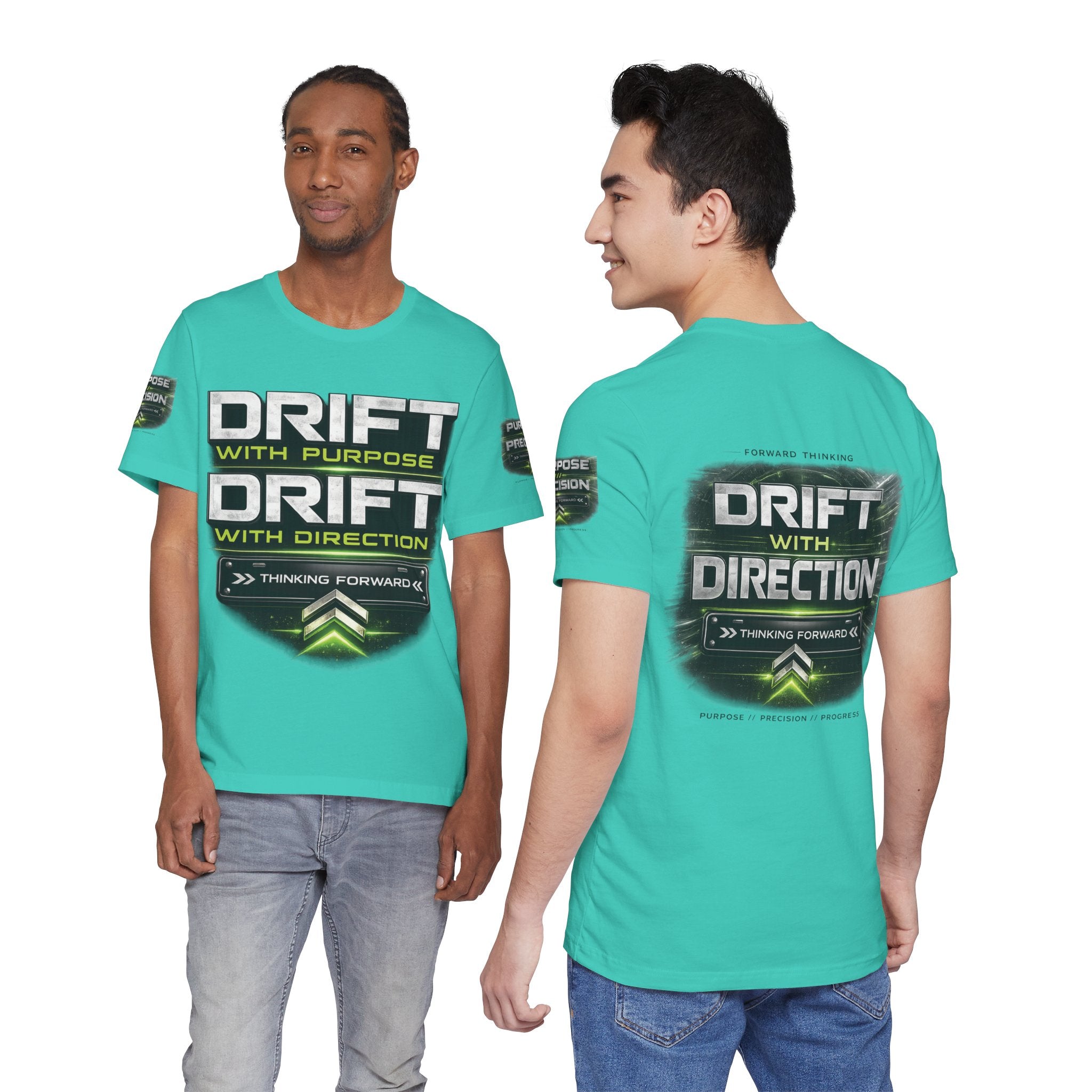 Drift With Direction Graphic Tee — 'Drift with Purpose / Thinking Forward' Racing T-Shirt Printify