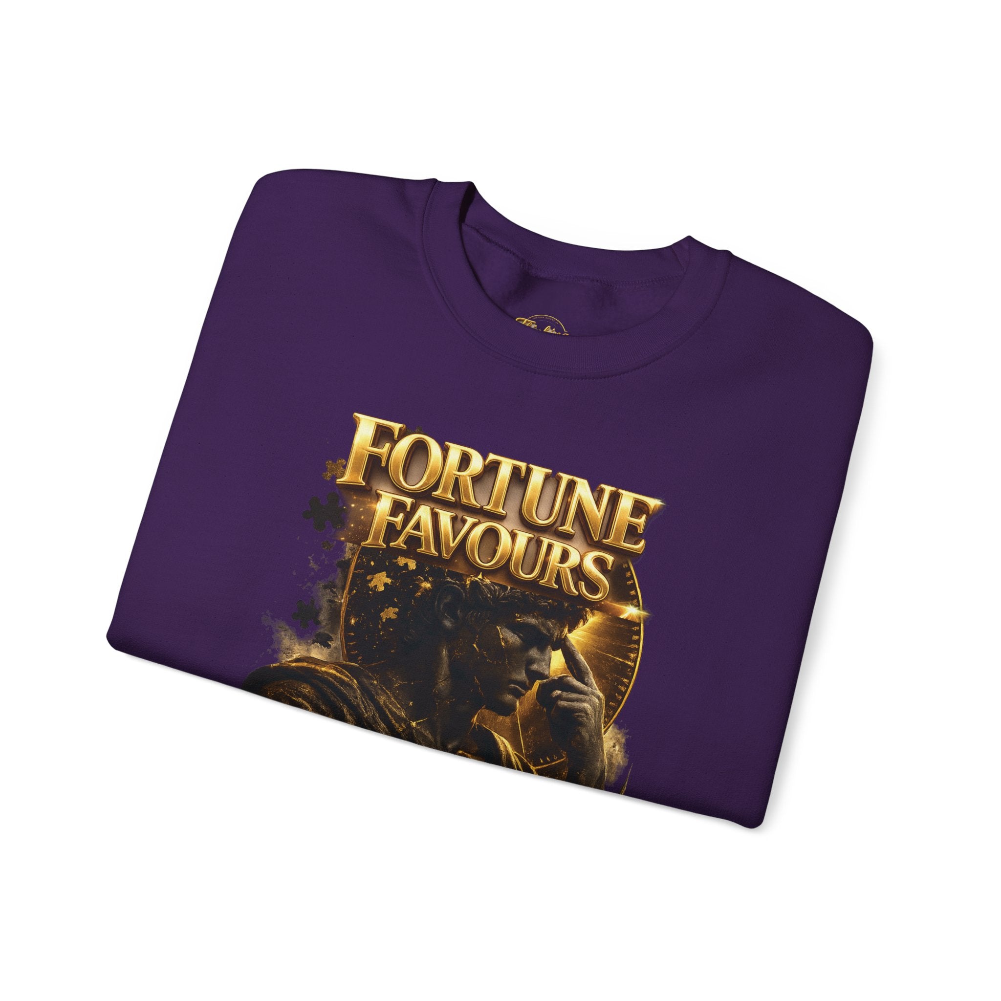 Crewneck Sweatshirt — "Fortune Favors the Prepared Mind" Motivational Design Printify