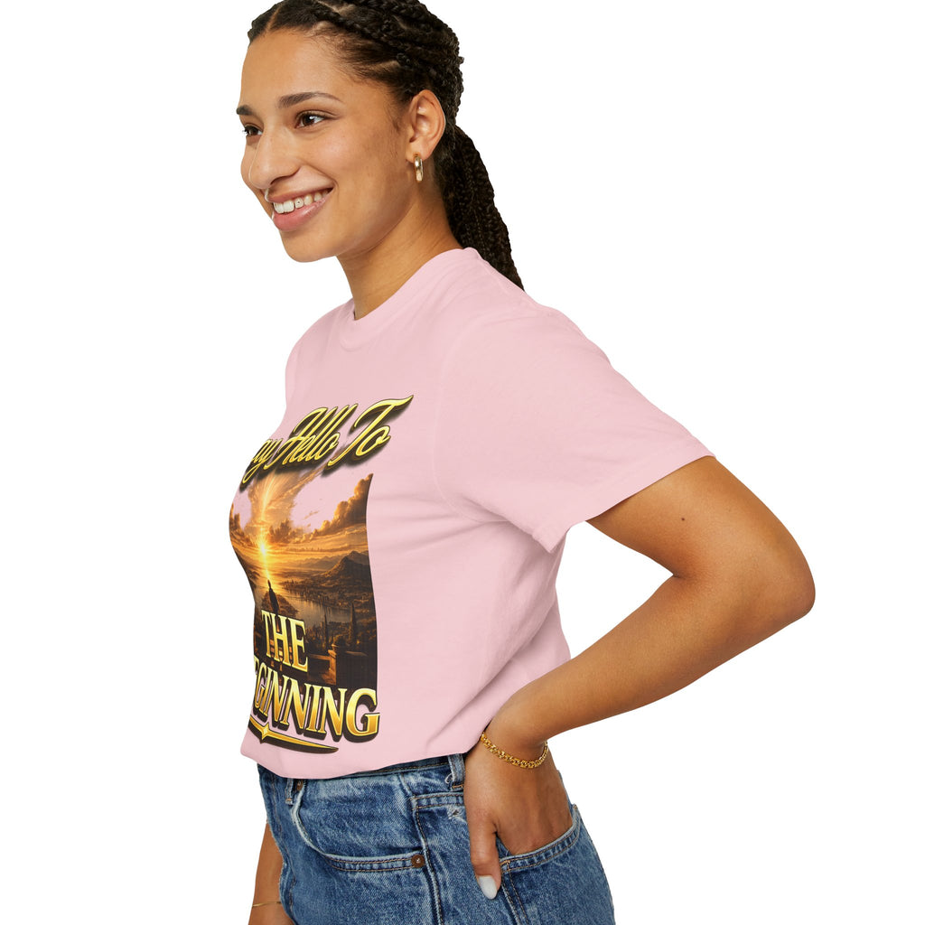 Inspirational 'Say Hello to The Beginning' Sunrise T-Shirt Printify