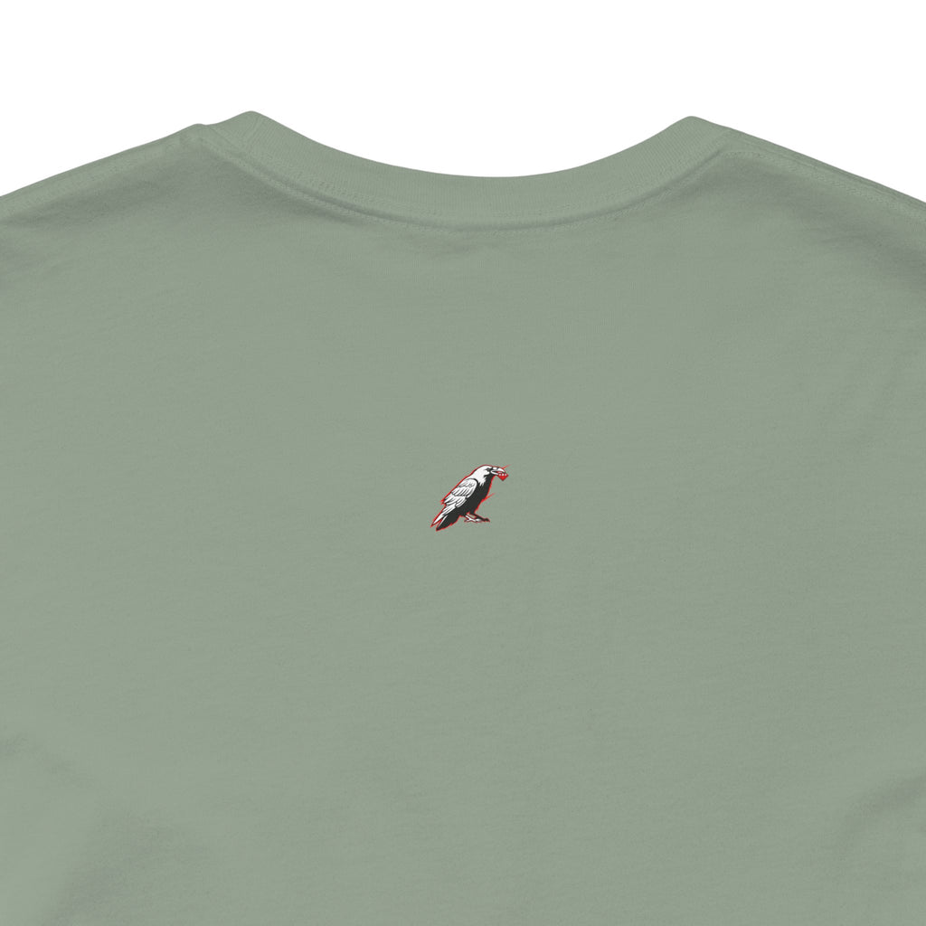 Horror Mask Split Face Tee — "Say Hello To Your Family and Friends" Graphic T-Shirt Printify