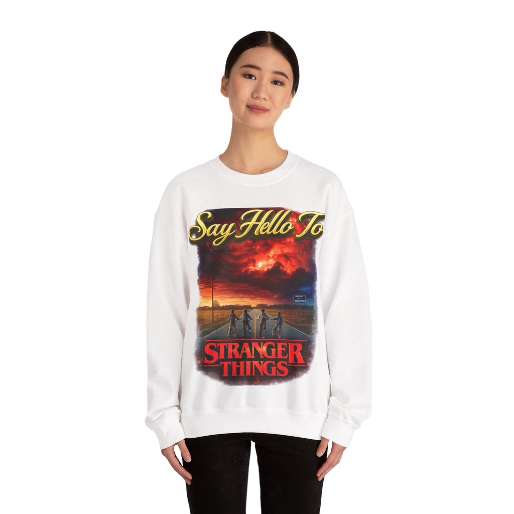 Stranger Things "Say Hello To" Crewneck Sweatshirt Printify