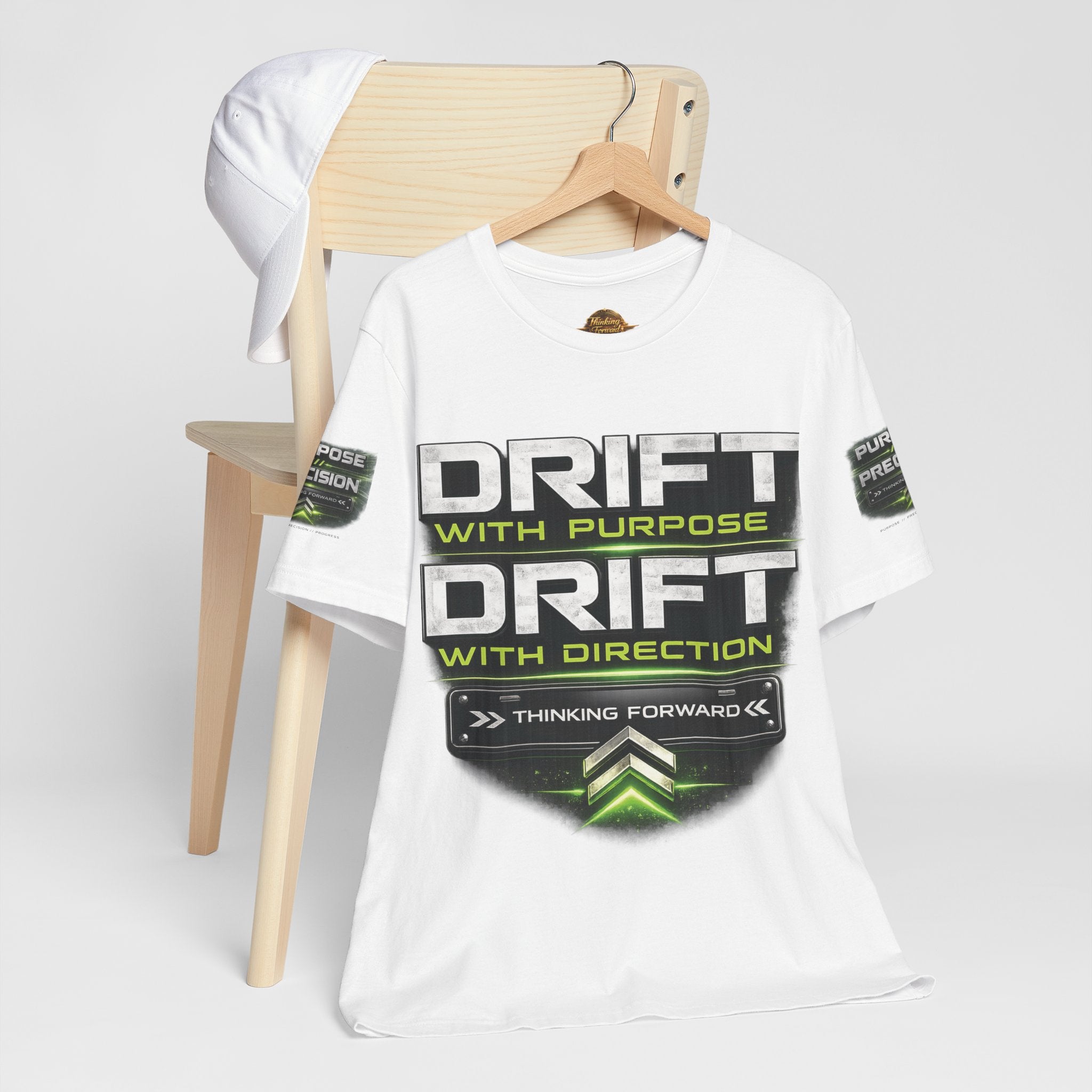 Drift With Direction Graphic Tee — 'Drift with Purpose / Thinking Forward' Racing T-Shirt Printify