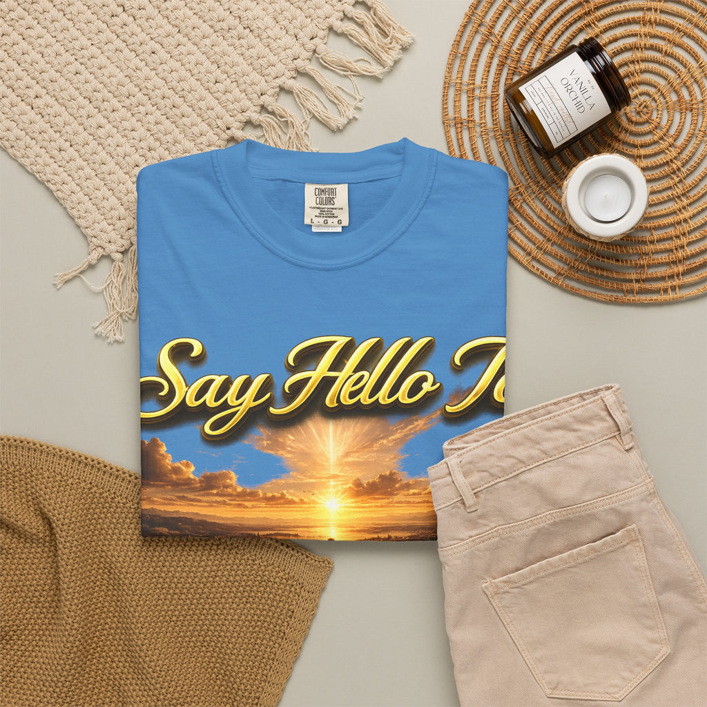 Inspirational 'Say Hello to The Beginning' Sunrise T-Shirt Printify
