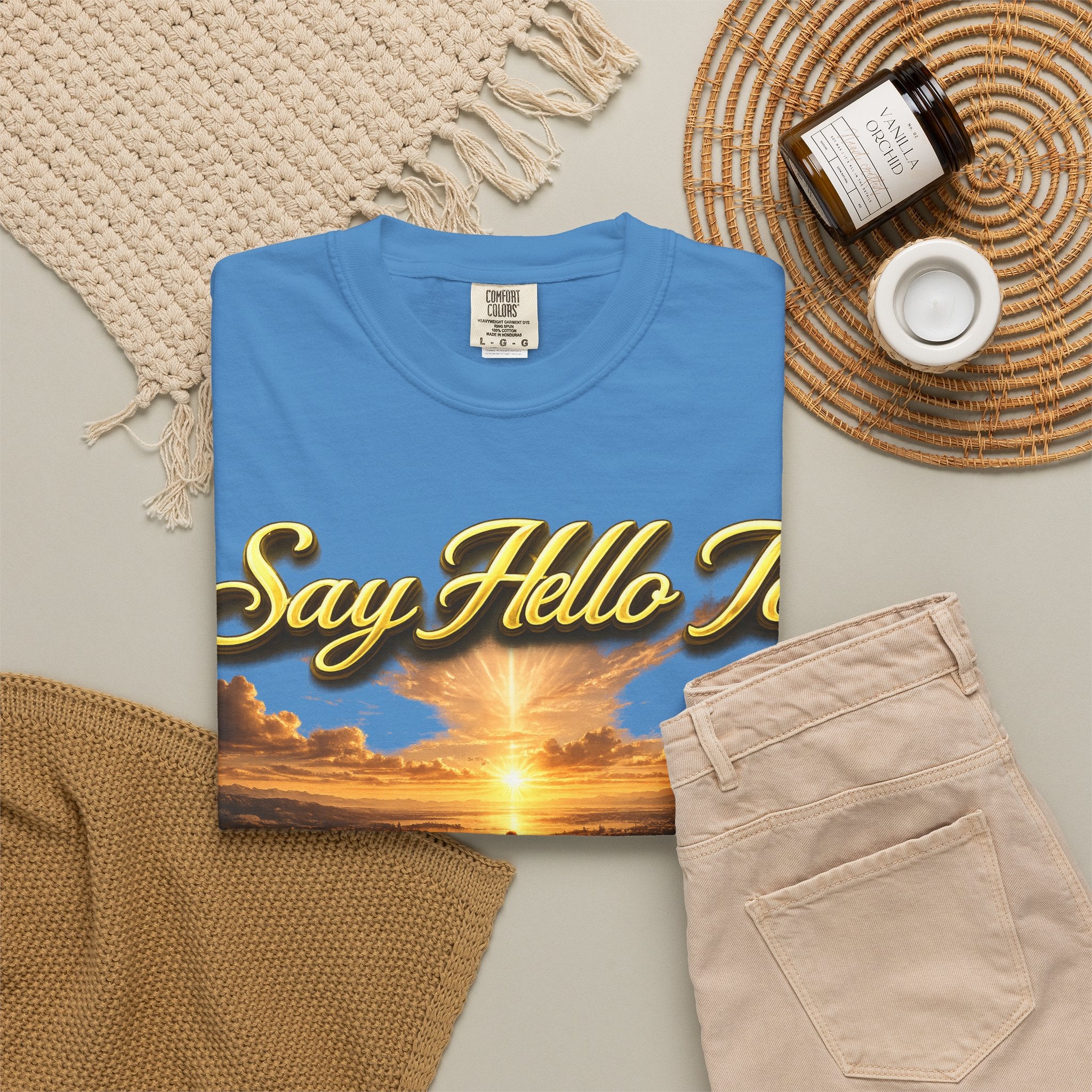 Inspirational 'Say Hello to The Beginning' Sunrise T-Shirt Printify