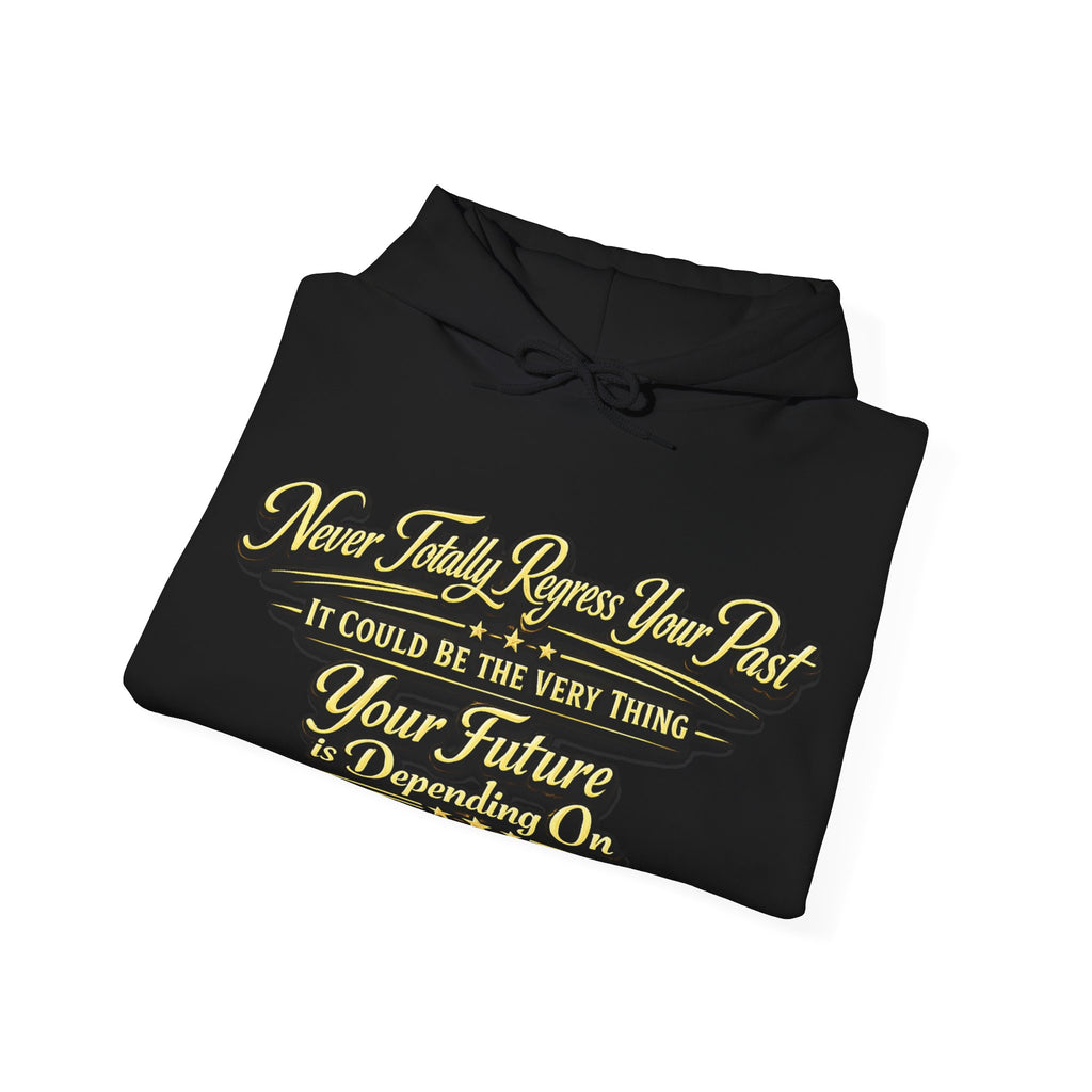 Inspirational Hoodie – “Never Letting Regret Your Past” Motivational City Night Sweatshirt Printify