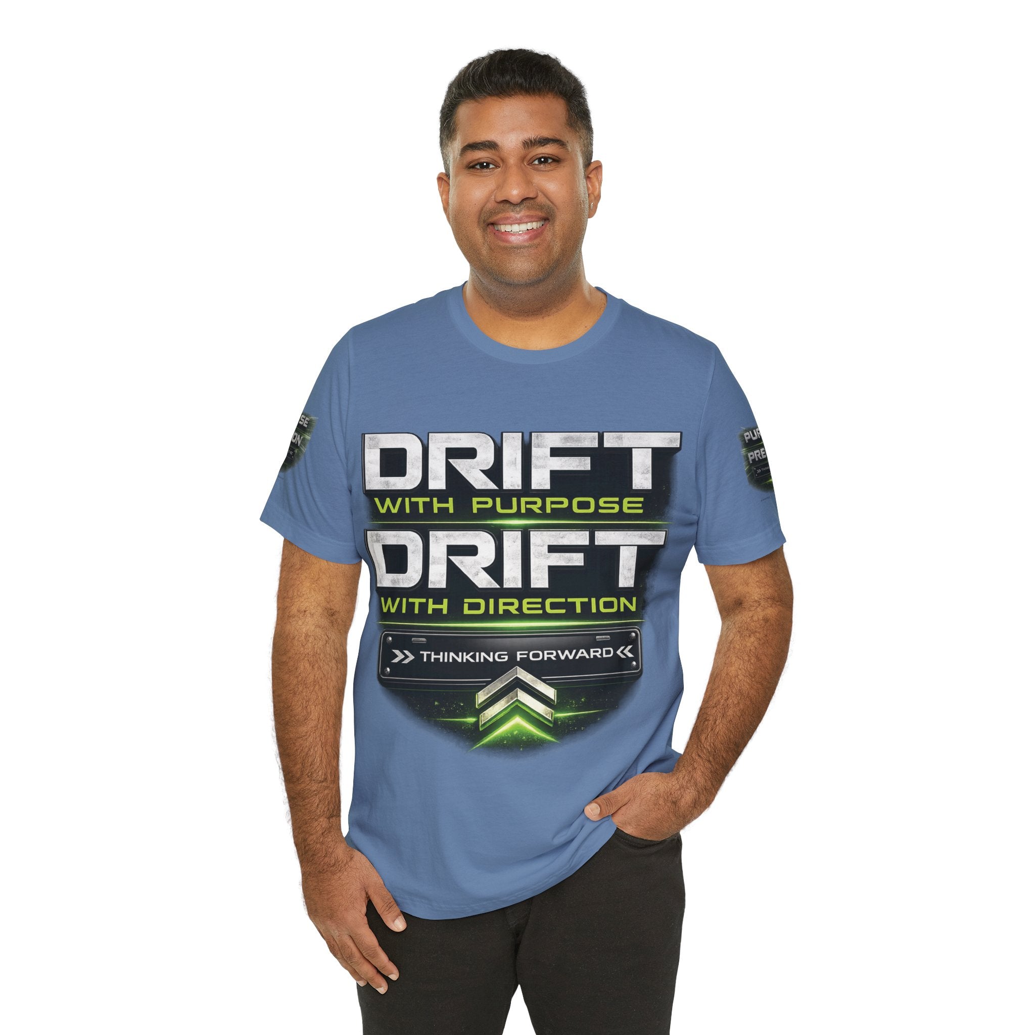 Drift With Direction Graphic Tee — 'Drift with Purpose / Thinking Forward' Racing T-Shirt Printify