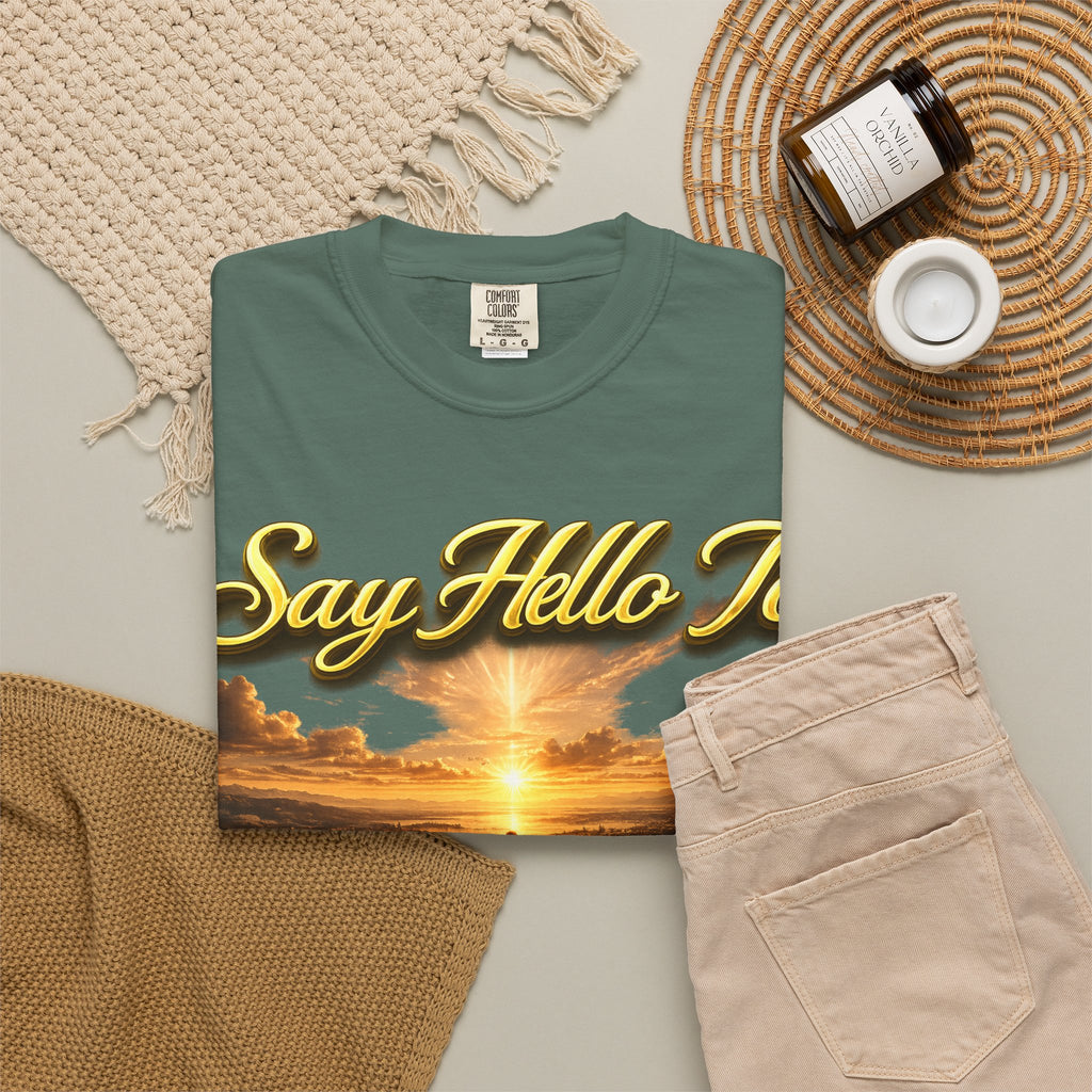 Inspirational 'Say Hello to The Beginning' Sunrise T-Shirt Printify