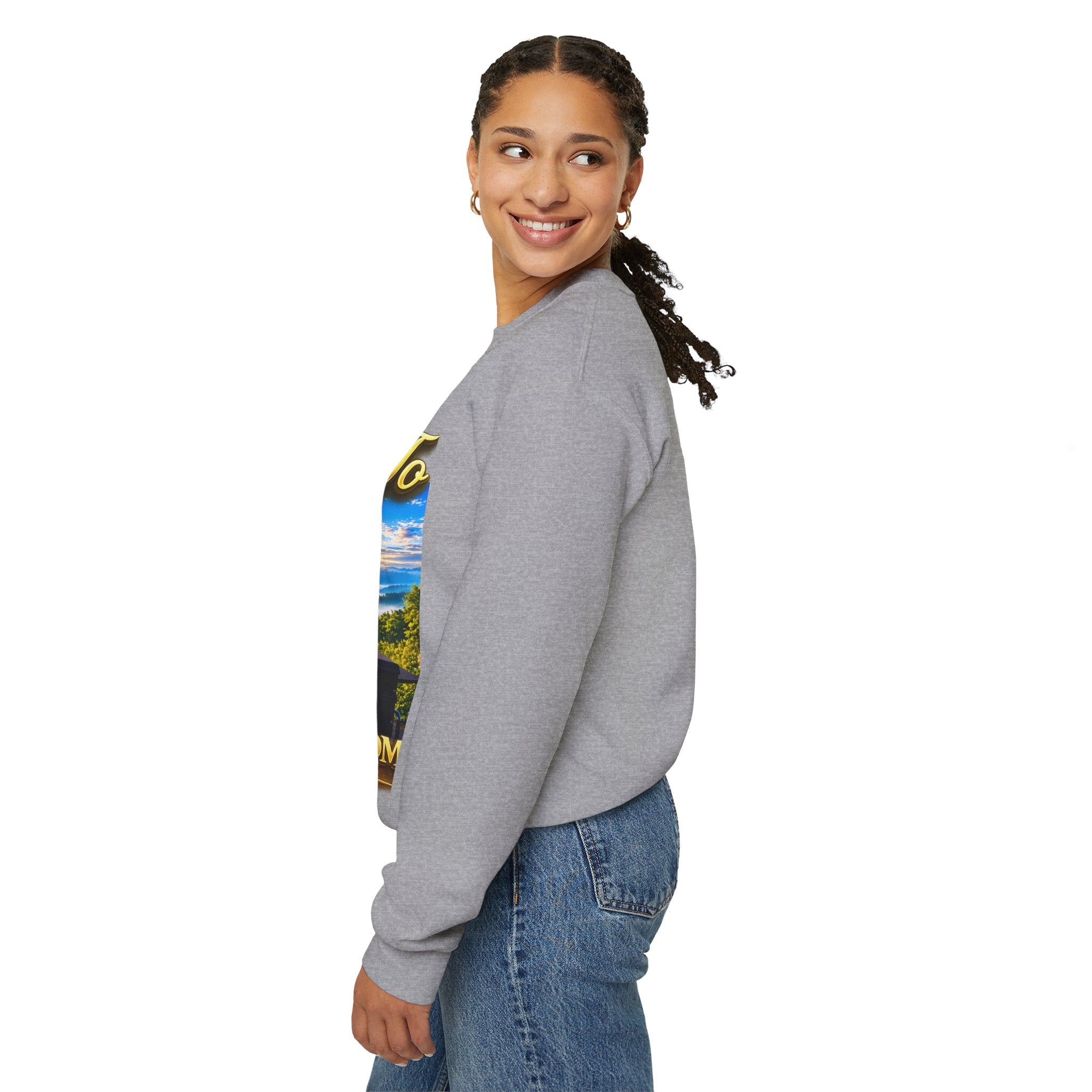 Working From Home Sweatshirt – "Say Hello To" Scenic Home Office Crewneck Printify