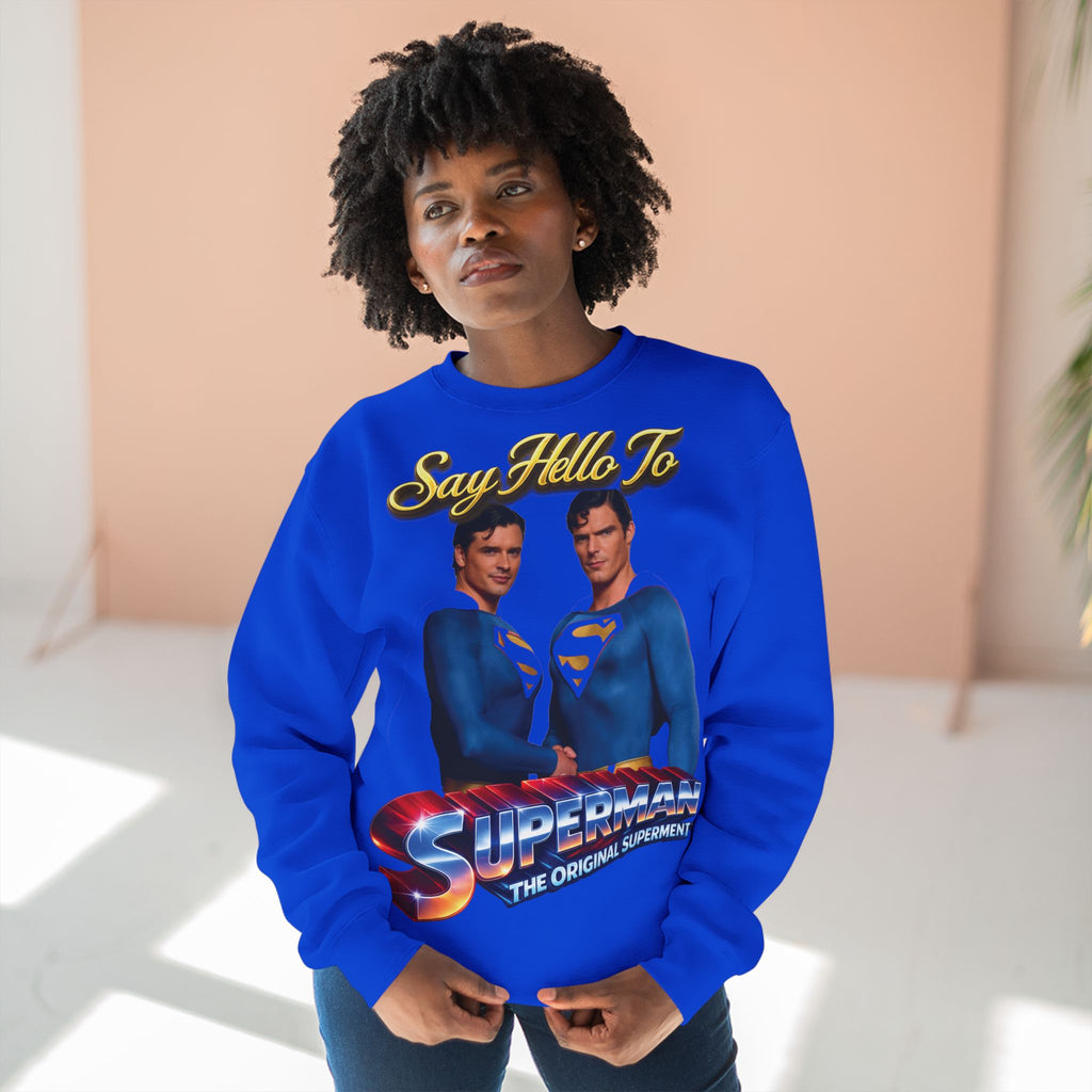 Superman Retro 'Say Hello To' Crewneck Sweatshirt Printify