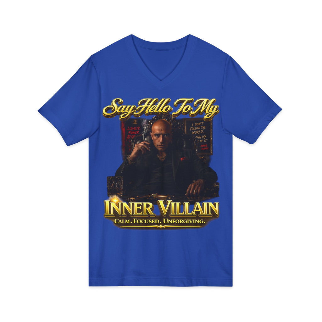 Inner Villain V‑Neck Tee – "Say Hello To Inner Villain" Graphic Shirt Printify