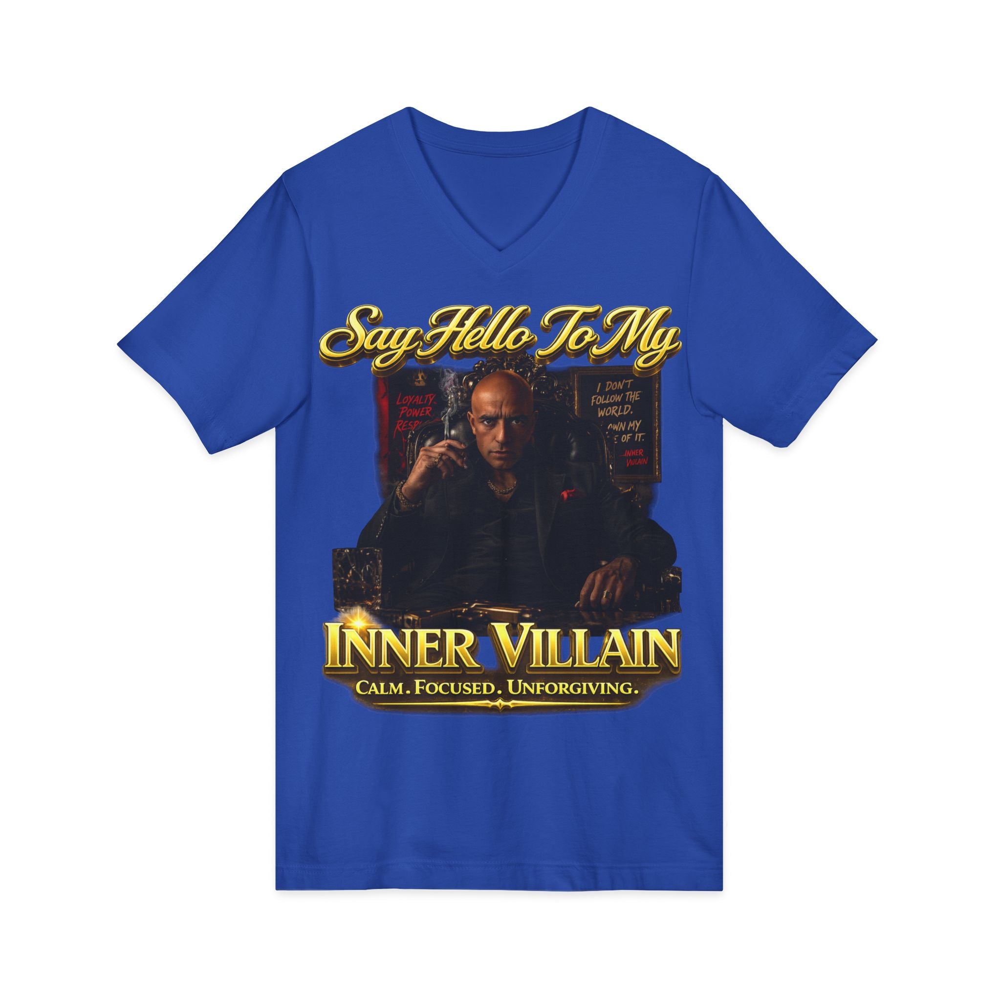 Inner Villain V‑Neck Tee – "Say Hello To Inner Villain" Graphic Shirt Printify