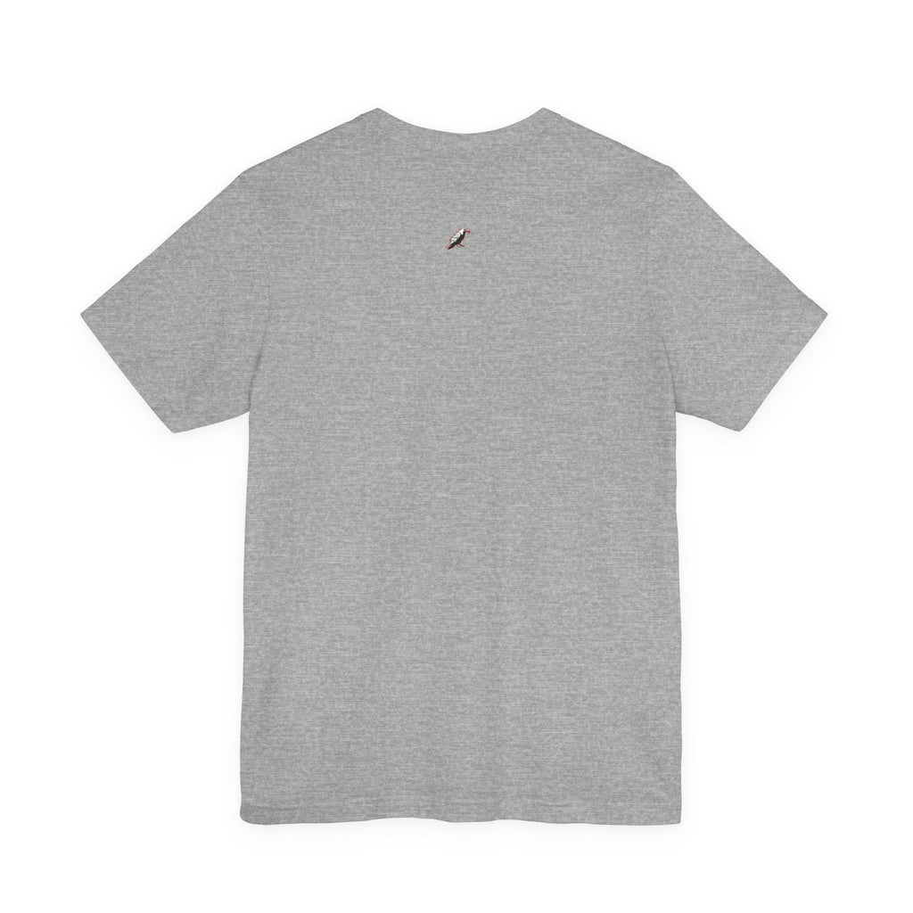 Horror Mask Split Face Tee — "Say Hello To Your Family and Friends" Graphic T-Shirt Printify