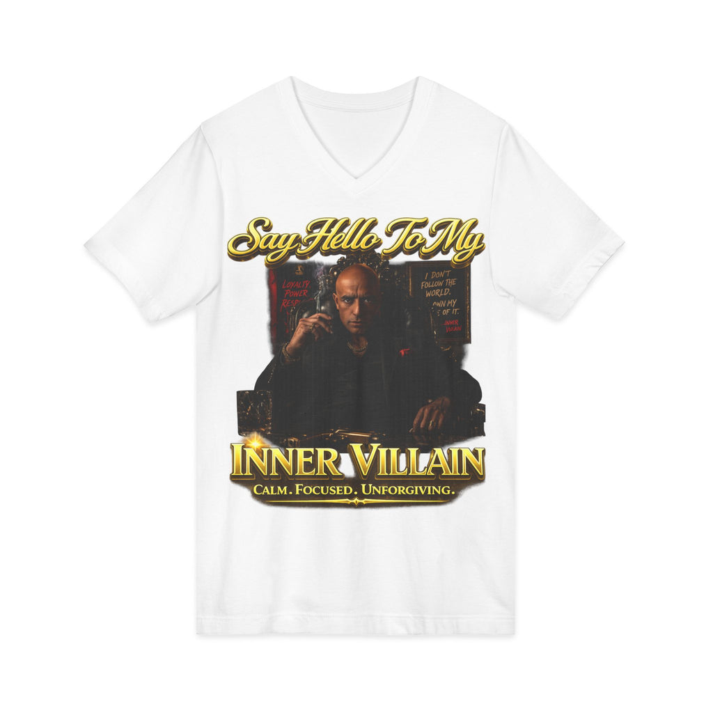 Inner Villain V‑Neck Tee – "Say Hello To Inner Villain" Graphic Shirt Printify