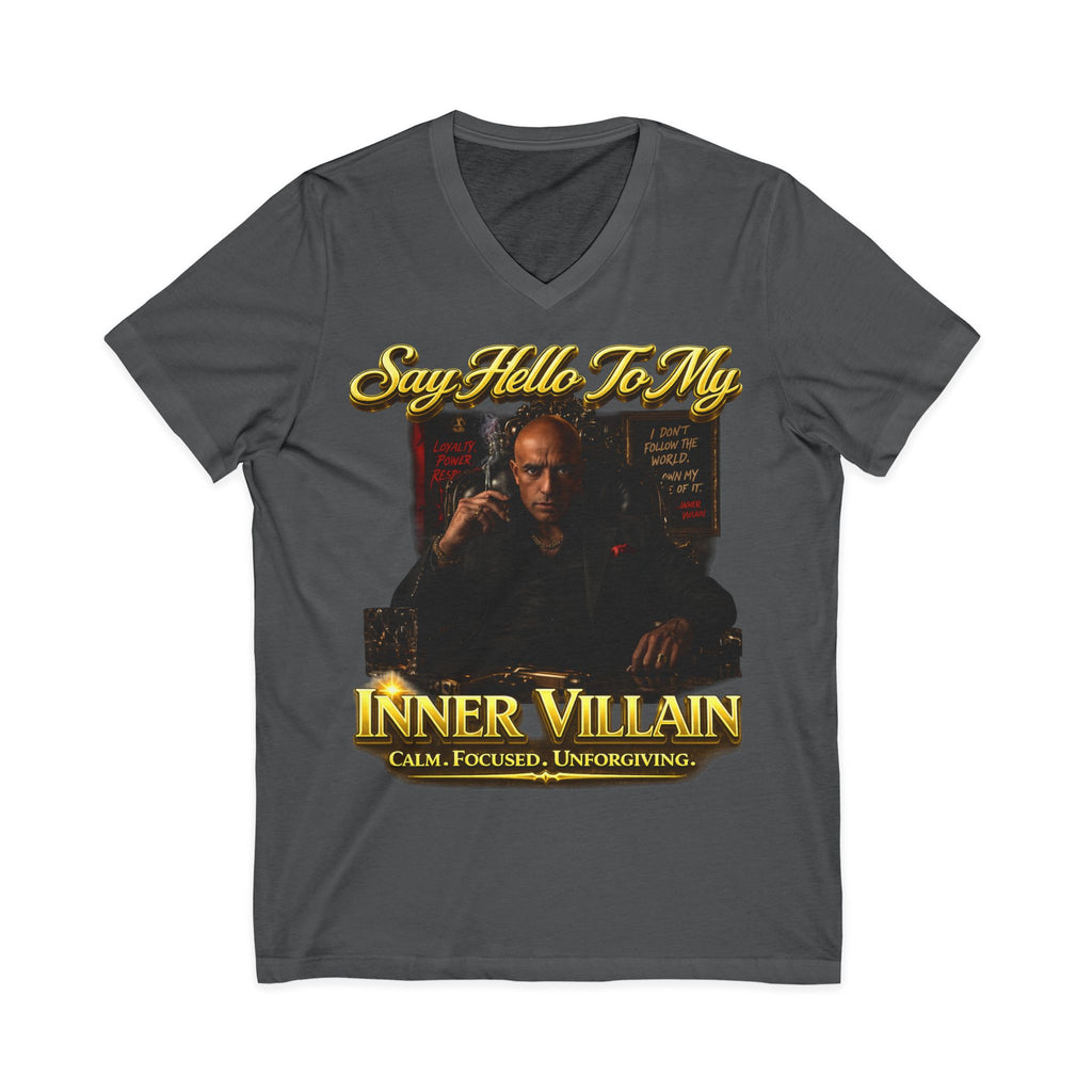Inner Villain V‑Neck Tee – "Say Hello To Inner Villain" Graphic Shirt Printify