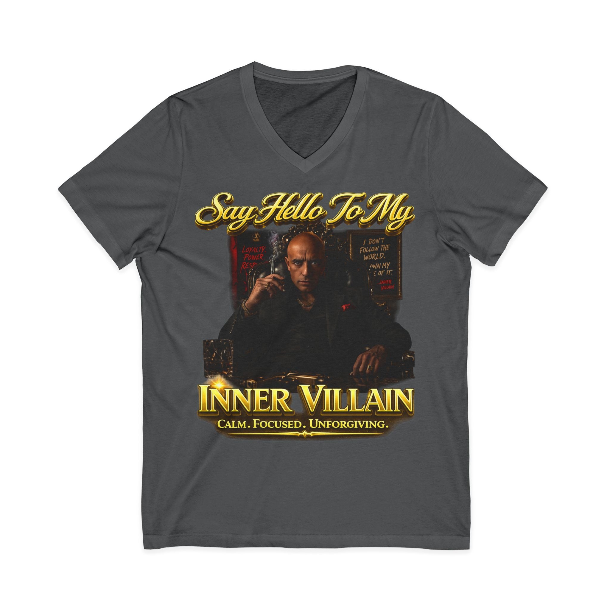 Inner Villain V‑Neck Tee – "Say Hello To Inner Villain" Graphic Shirt Printify