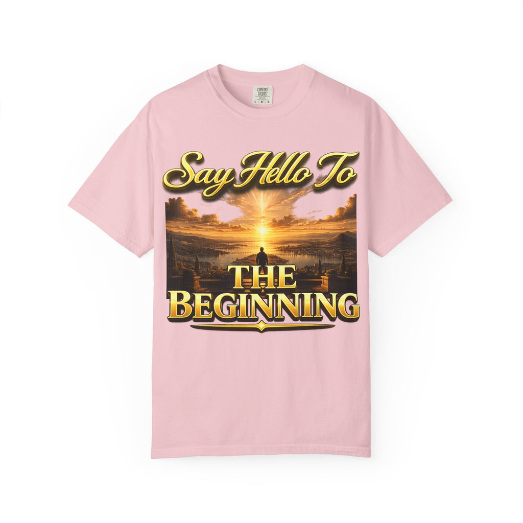Inspirational 'Say Hello to The Beginning' Sunrise T-Shirt Printify