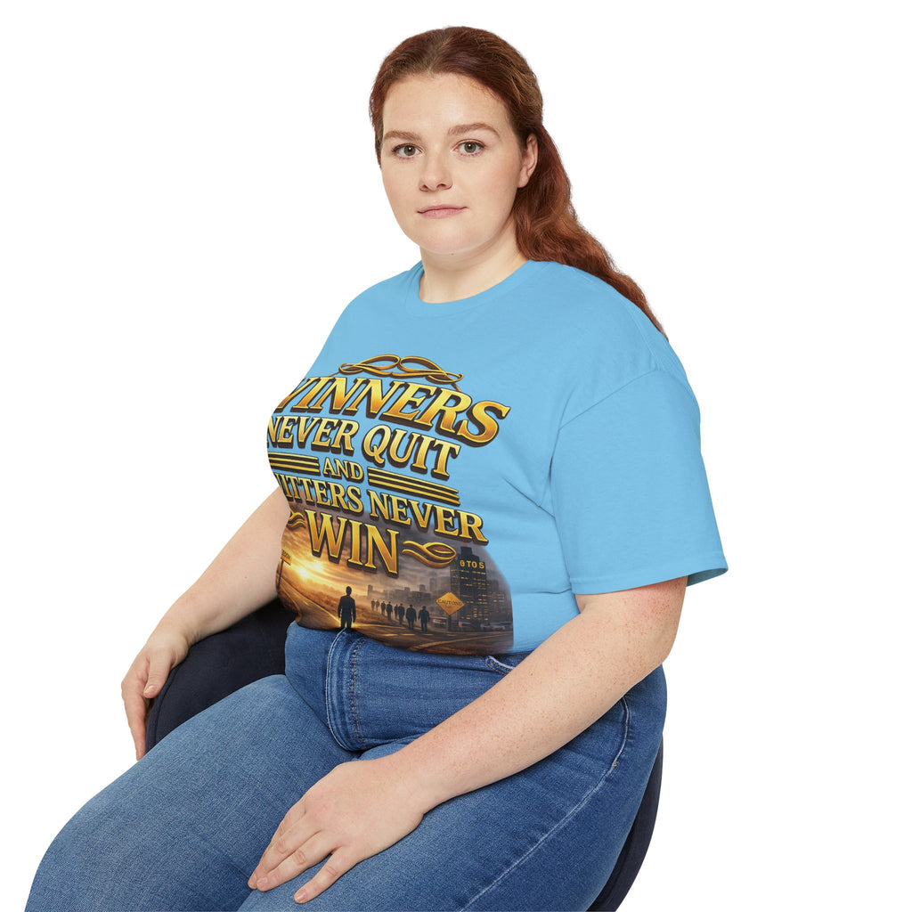 Winners Never Quit Inspirational Tee — Motivational Quote Shirt Printify