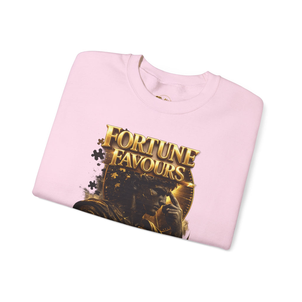Crewneck Sweatshirt — "Fortune Favors the Prepared Mind" Motivational Design Printify