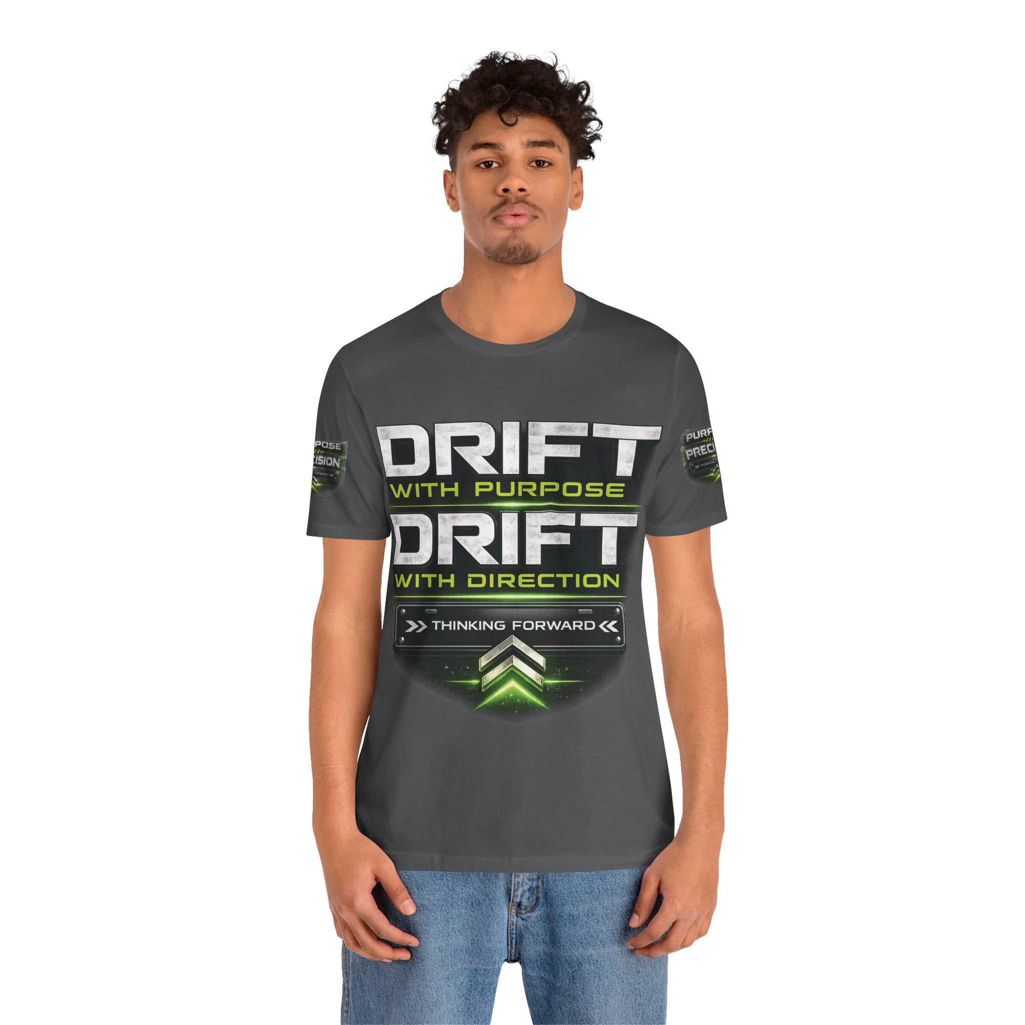 Drift With Direction Graphic Tee — 'Drift with Purpose / Thinking Forward' Racing T-Shirt Printify