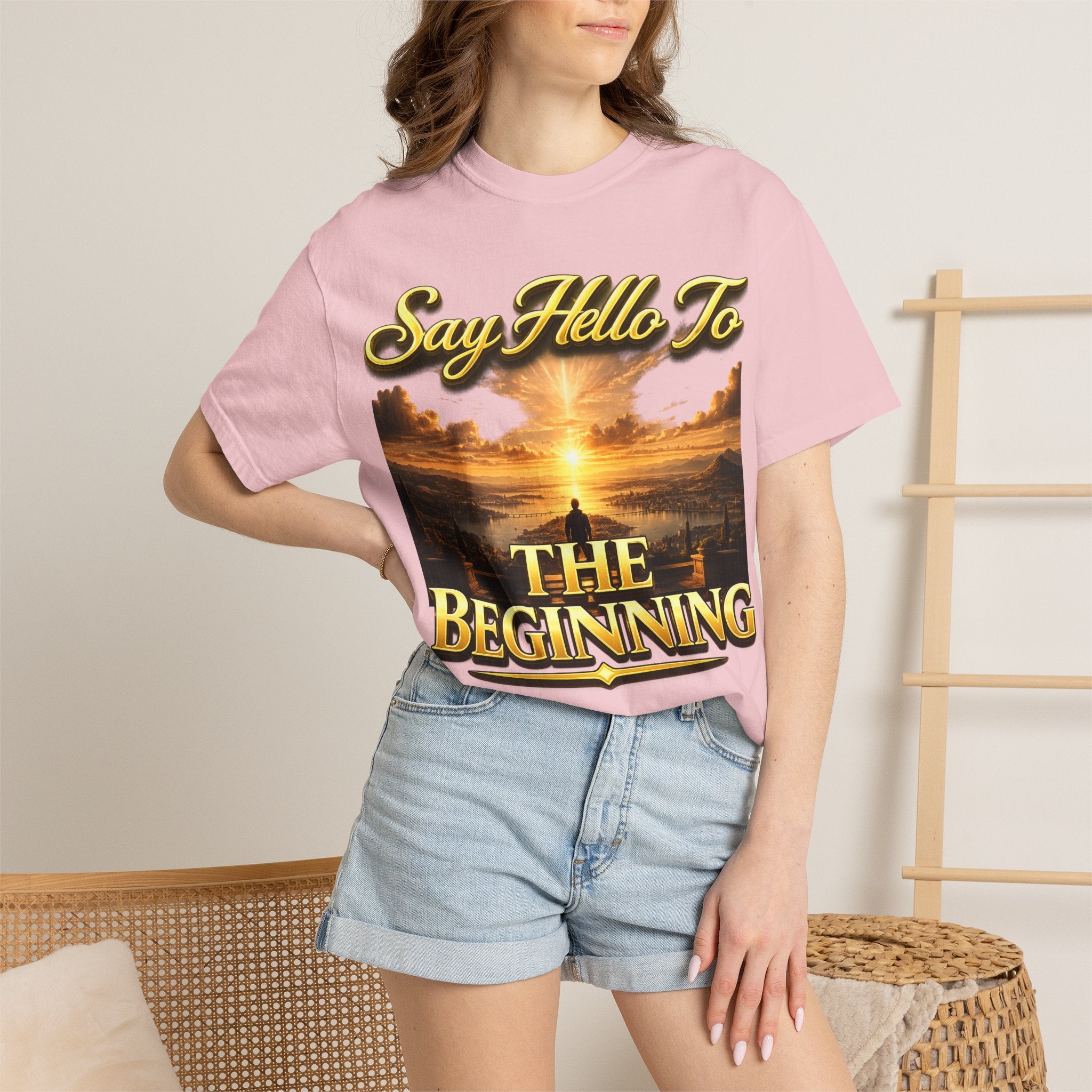 Inspirational 'Say Hello to The Beginning' Sunrise T-Shirt Printify