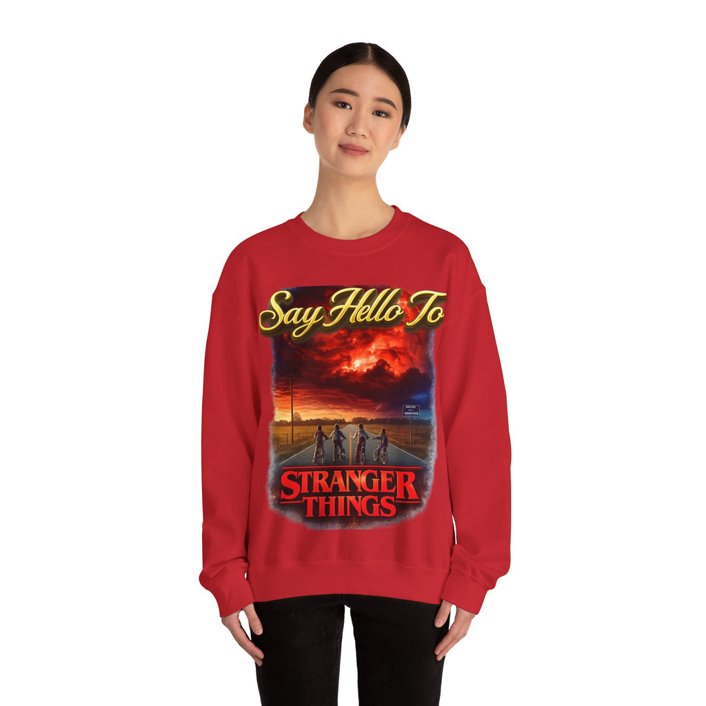 Stranger Things "Say Hello To" Crewneck Sweatshirt Printify