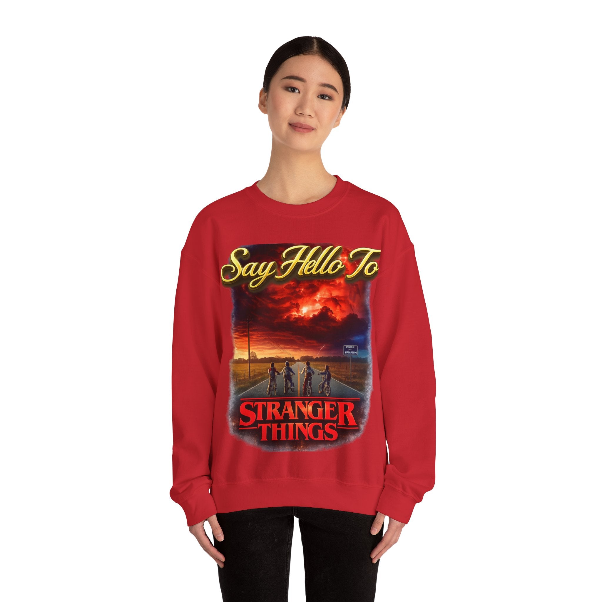 Stranger Things "Say Hello To" Crewneck Sweatshirt Printify