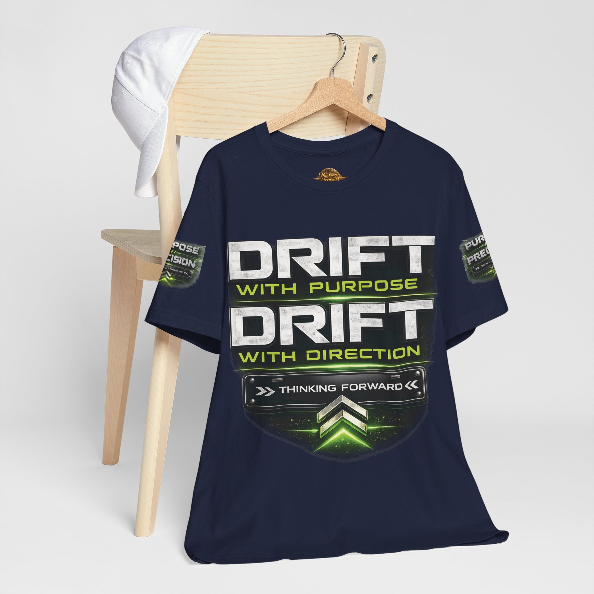 Drift With Direction Graphic Tee — 'Drift with Purpose / Thinking Forward' Racing T-Shirt Printify