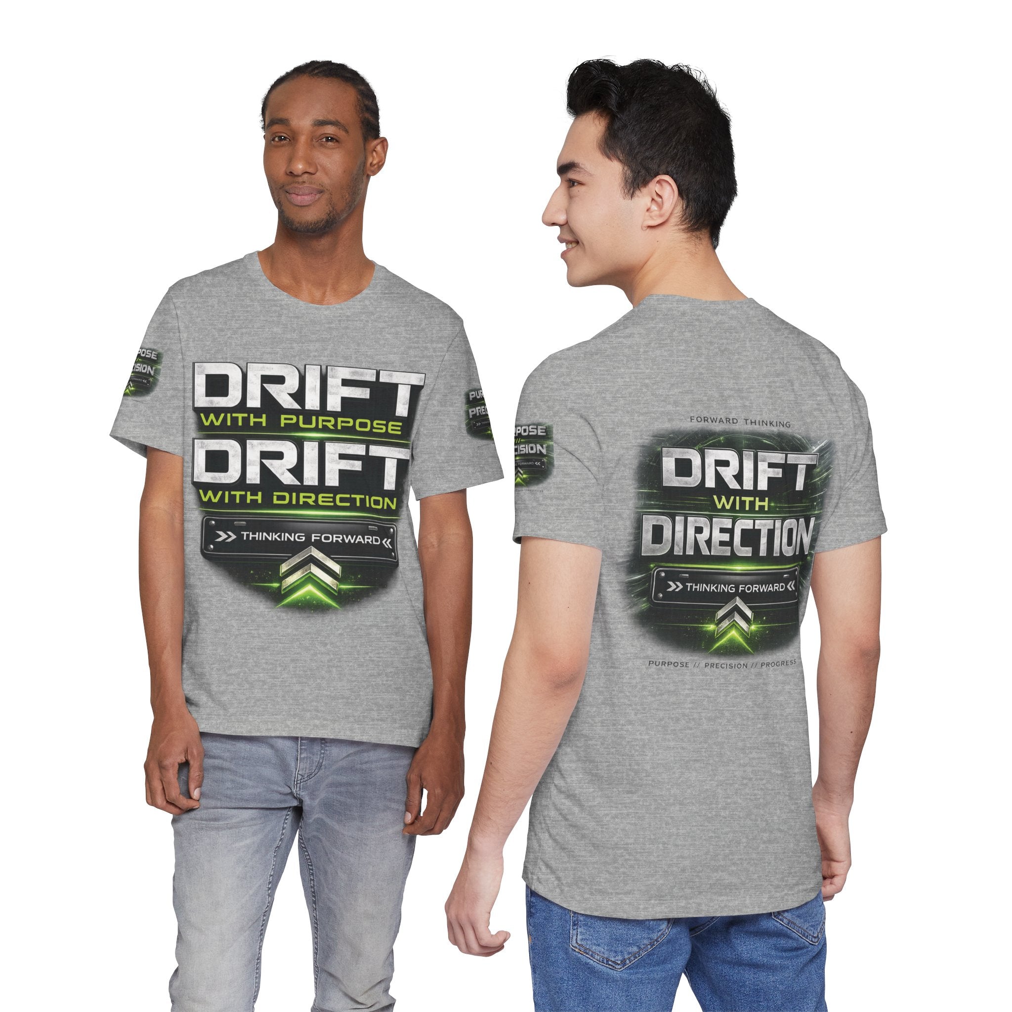 Drift With Direction Graphic Tee — 'Drift with Purpose / Thinking Forward' Racing T-Shirt Printify