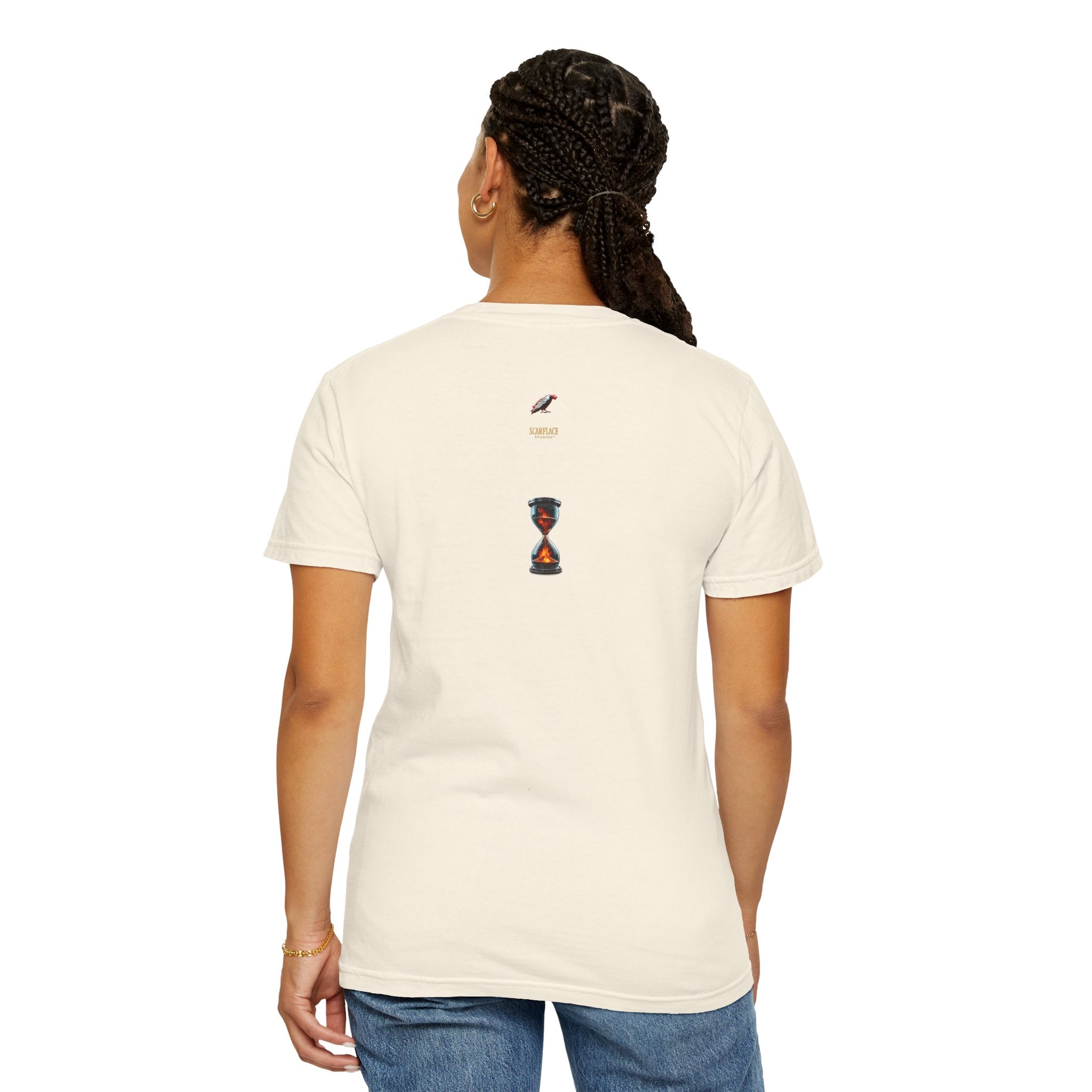 Say Hello To Time Hourglass Graphic T-Shirt — "The Only Conceivable Consistency Is Time" Printify