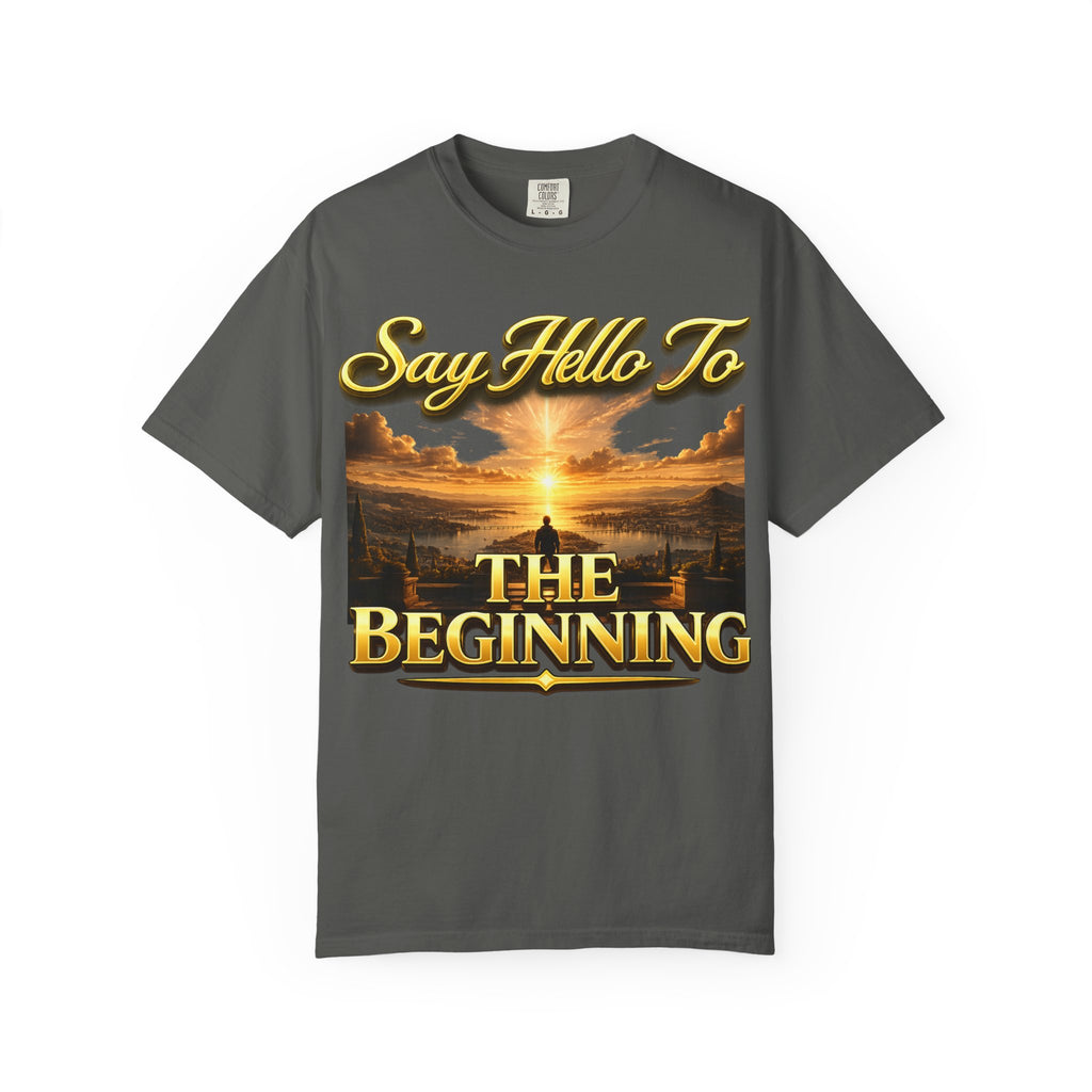 Inspirational 'Say Hello to The Beginning' Sunrise T-Shirt Printify
