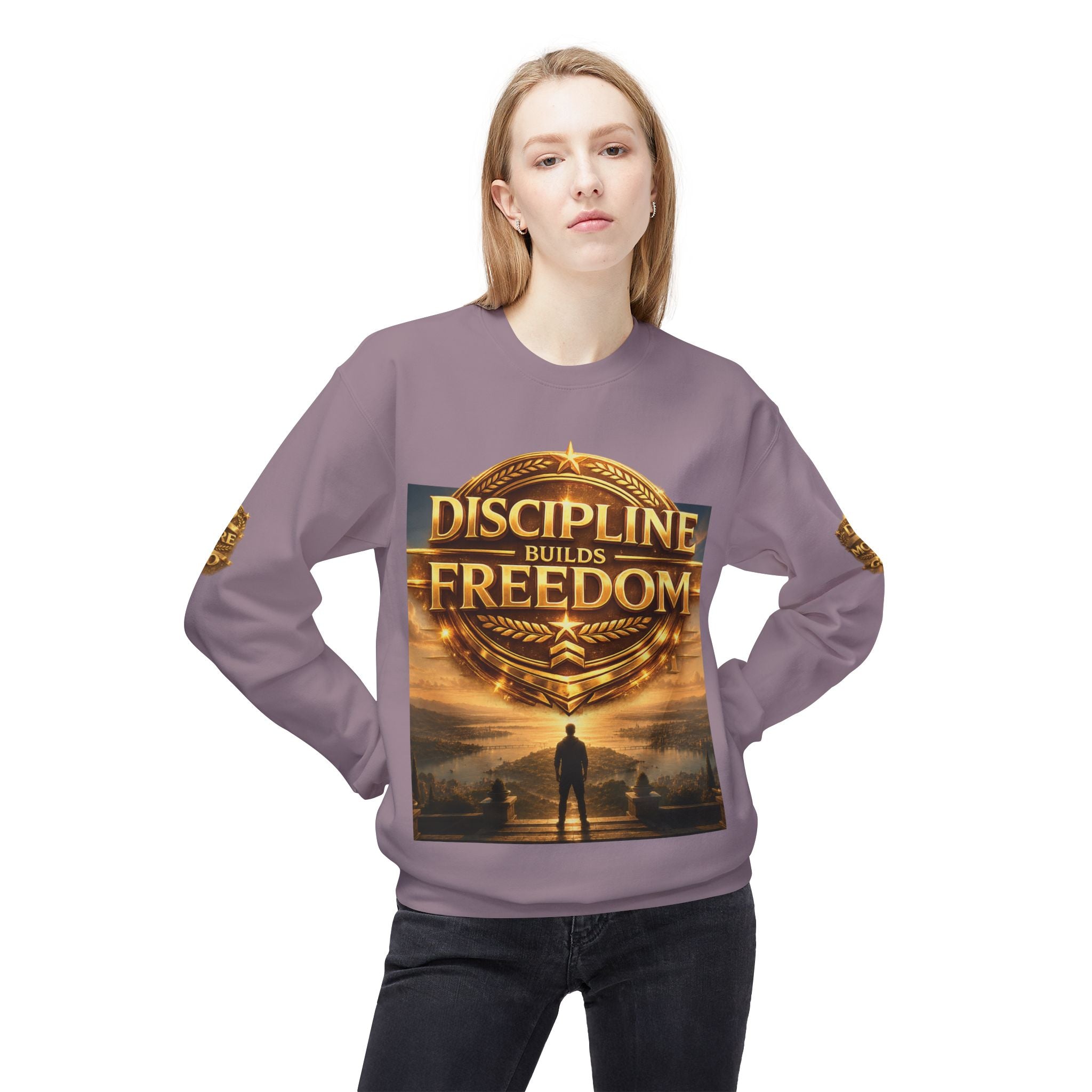 Discipline Builds Freedom Crewneck Sweatshirt – Motivational Fitness & Success Pullover Printify