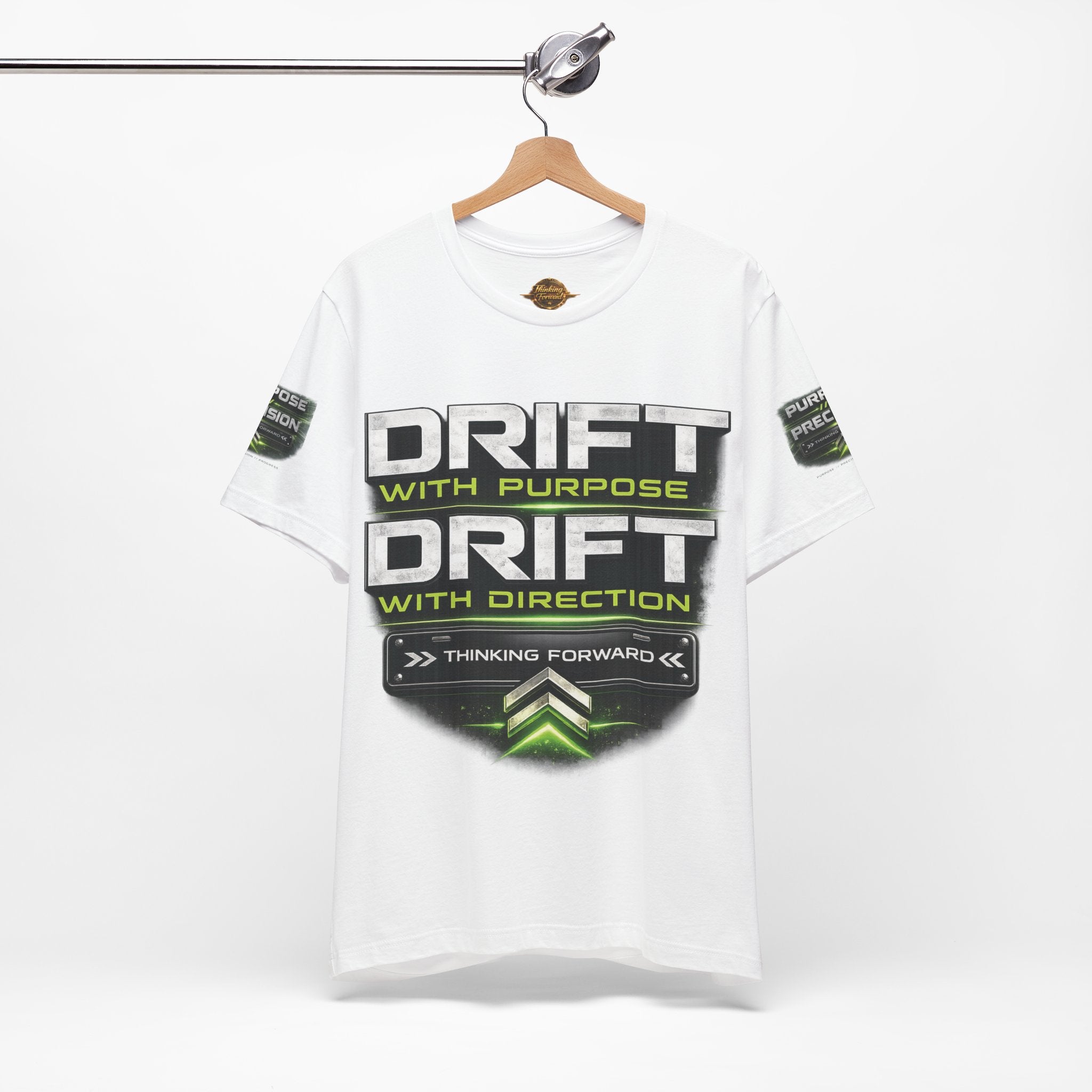 Drift With Direction Graphic Tee — 'Drift with Purpose / Thinking Forward' Racing T-Shirt Printify