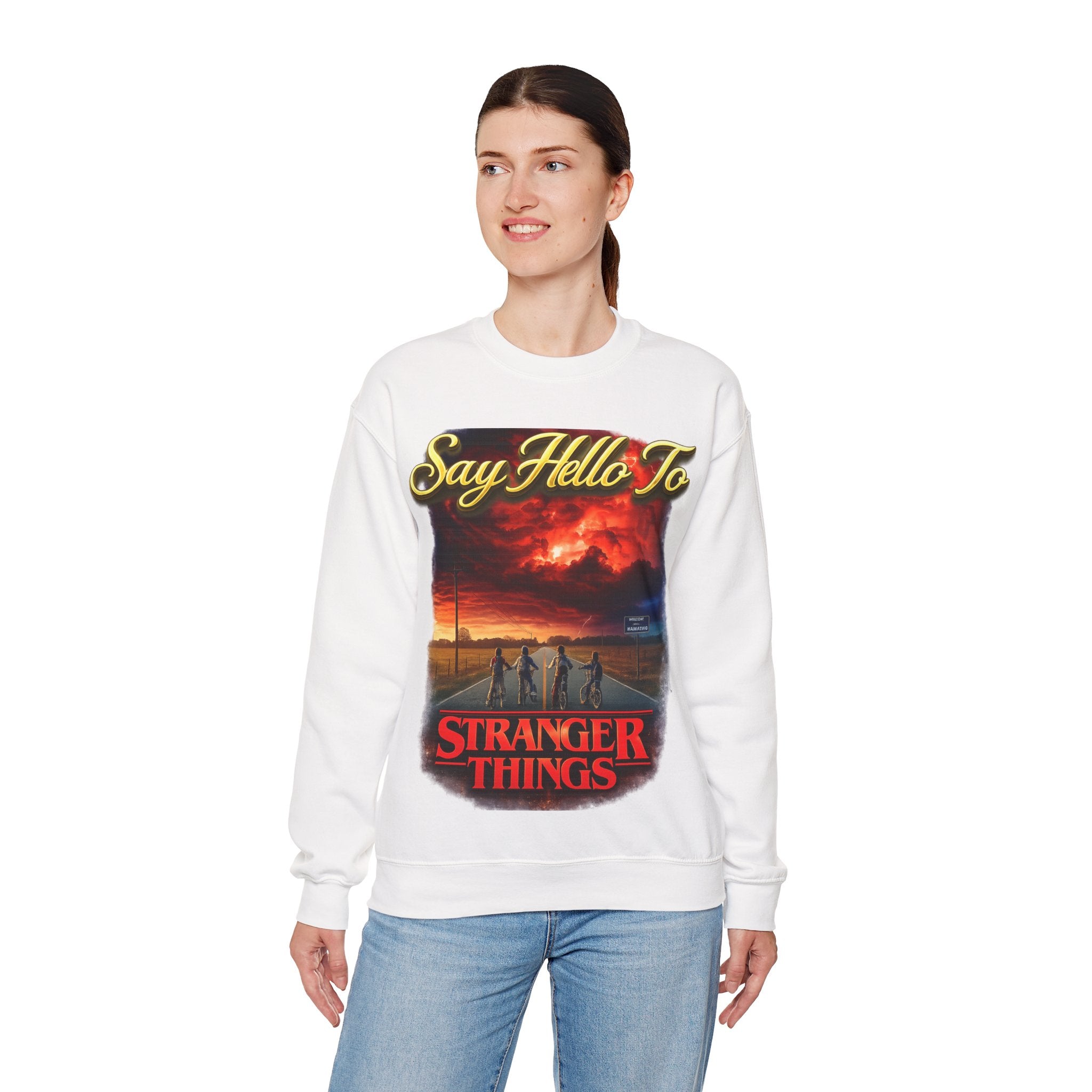 Stranger Things "Say Hello To" Crewneck Sweatshirt Printify