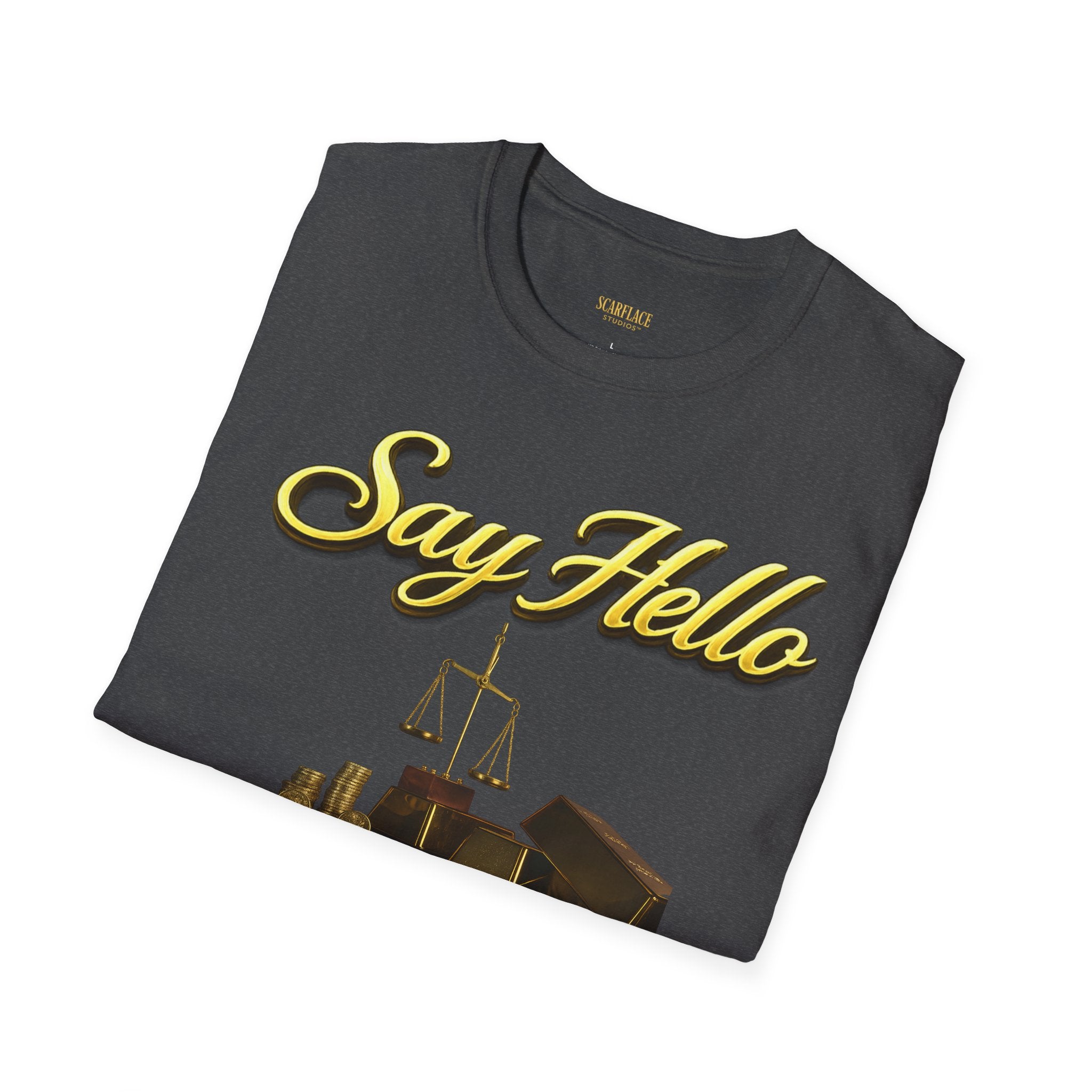 T-Shirt — "Say Hello" Money & Faith Graphic Tee (God's Way You Make Too Much Money) Printify
