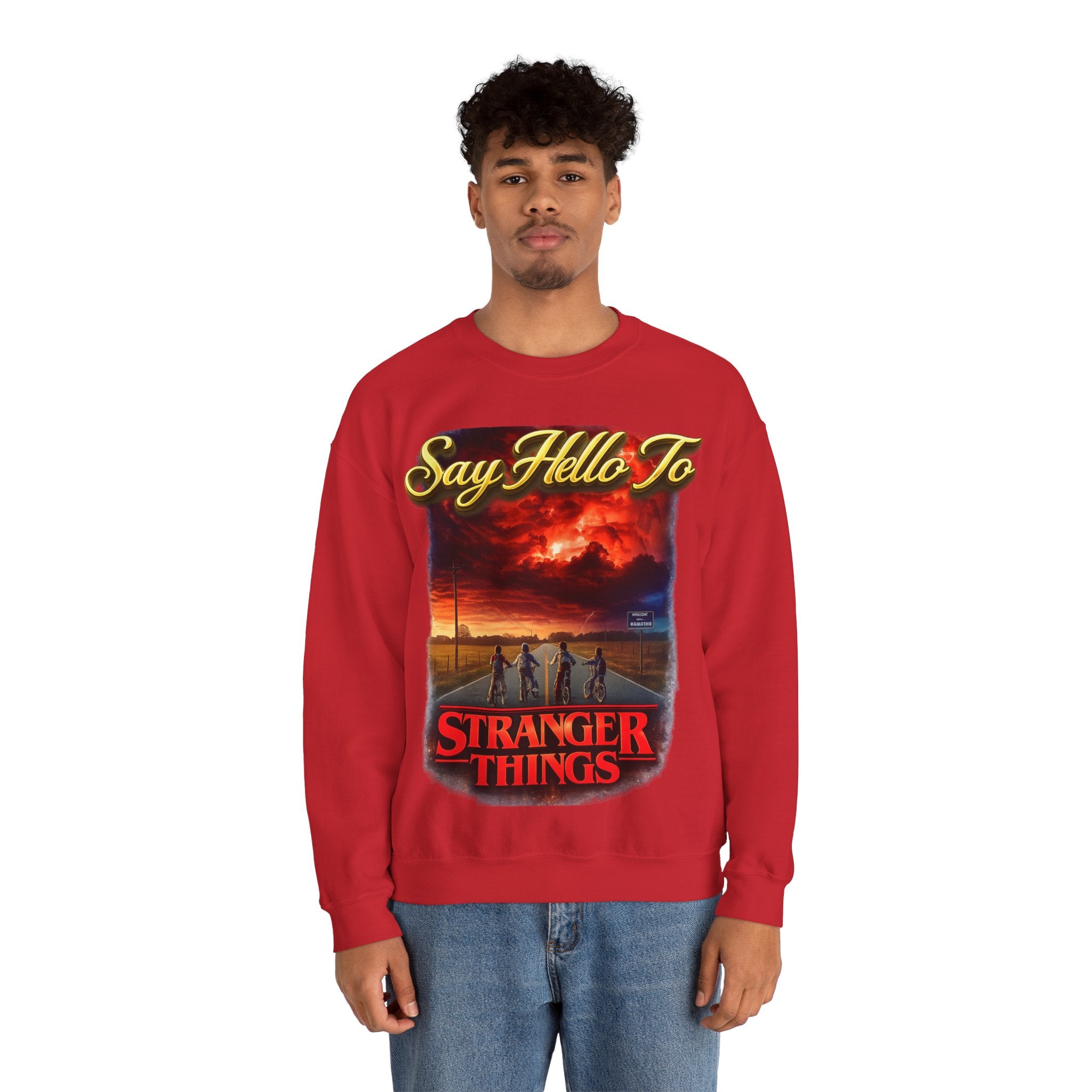Stranger Things "Say Hello To" Crewneck Sweatshirt Printify