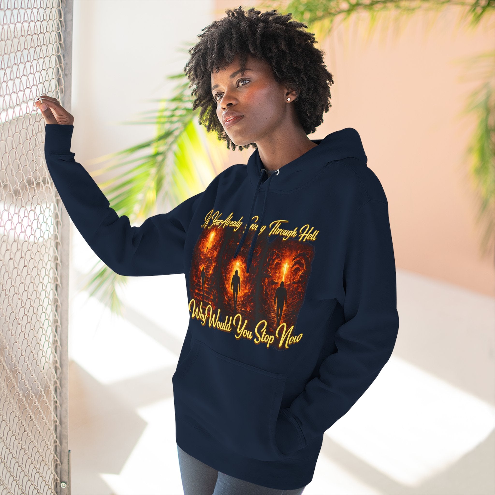 Three-Panel Inspirational Hoodie — "I Was Awakened..." Spiritual Graphic Pullover Printify