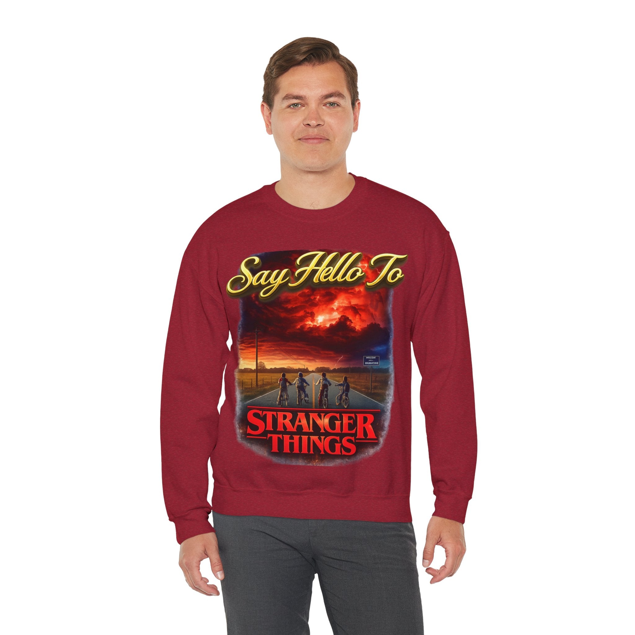 Stranger Things "Say Hello To" Crewneck Sweatshirt Printify