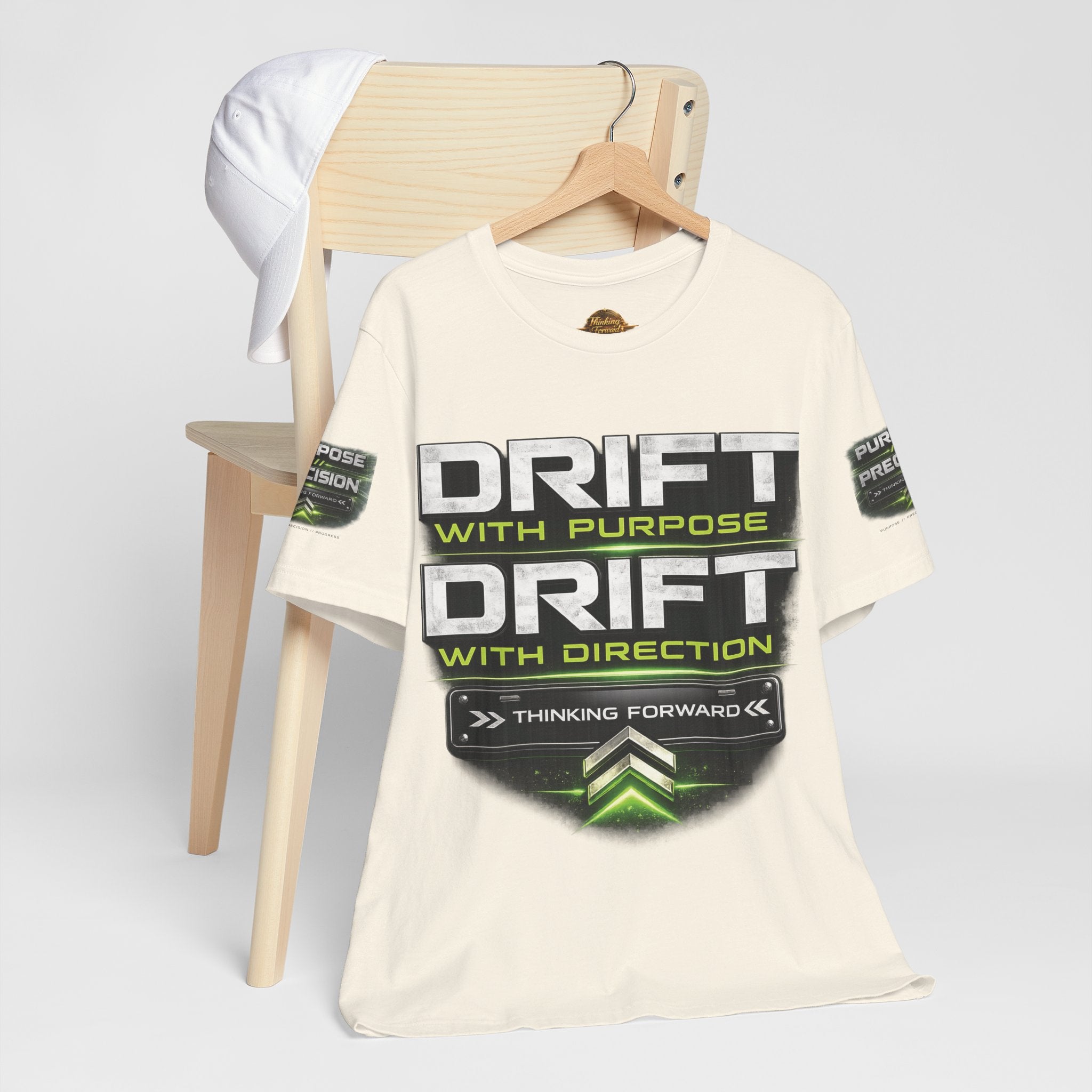 Drift With Direction Graphic Tee — 'Drift with Purpose / Thinking Forward' Racing T-Shirt Printify