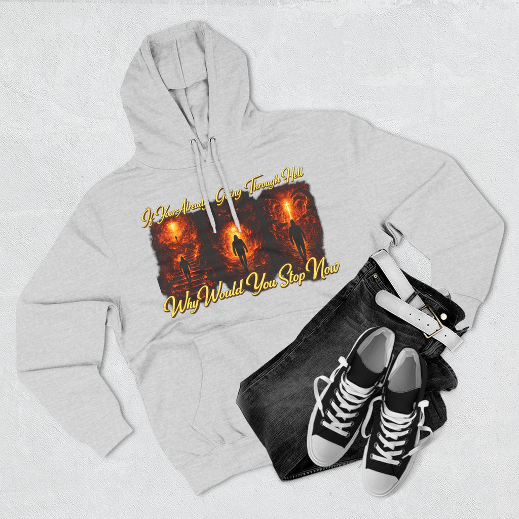 Three-Panel Inspirational Hoodie — "I Was Awakened..." Spiritual Graphic Pullover Printify