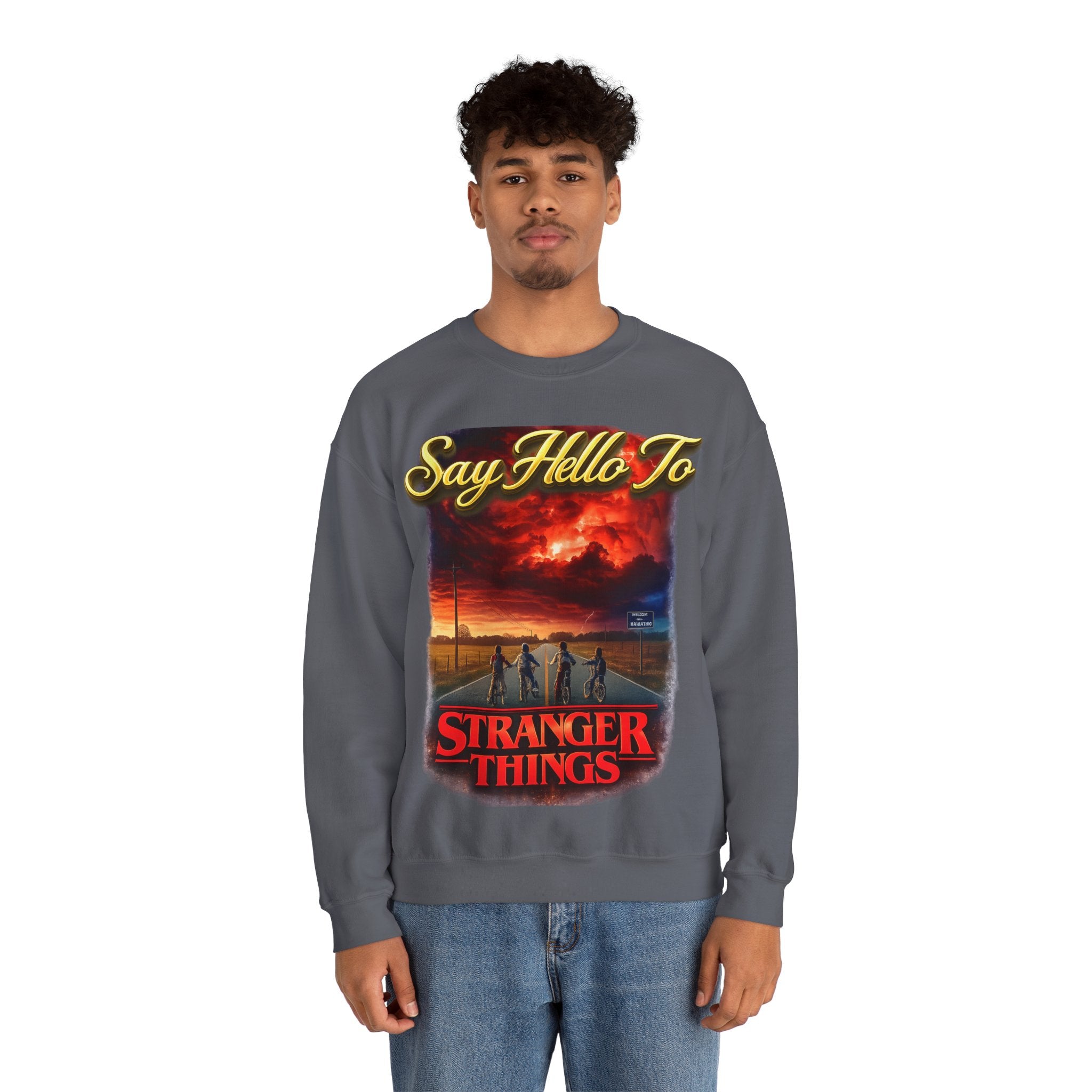 Stranger Things "Say Hello To" Crewneck Sweatshirt Printify