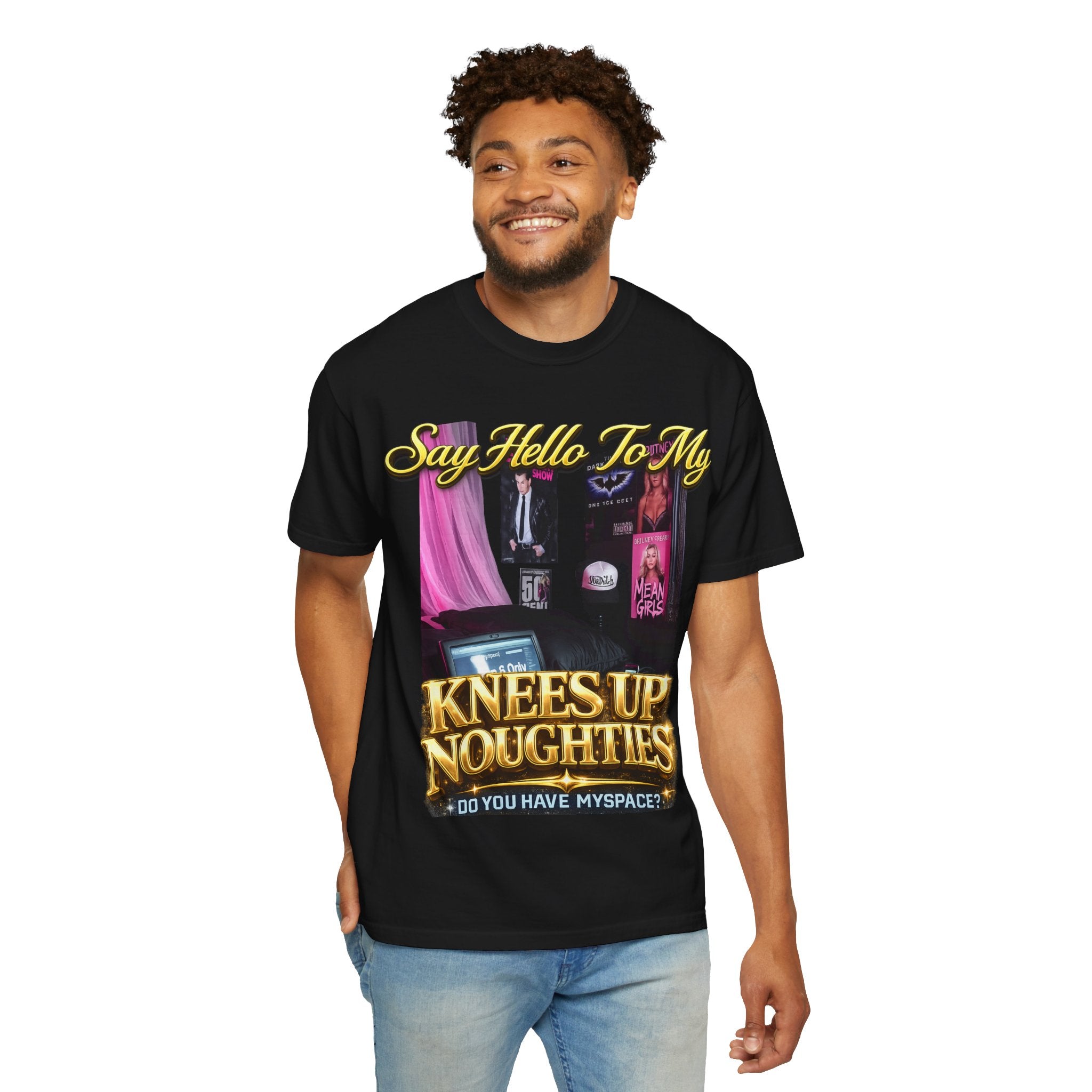 Knees Up Noughties Graphic T-Shirt — Retro MySpace Pop Culture Tee Printify