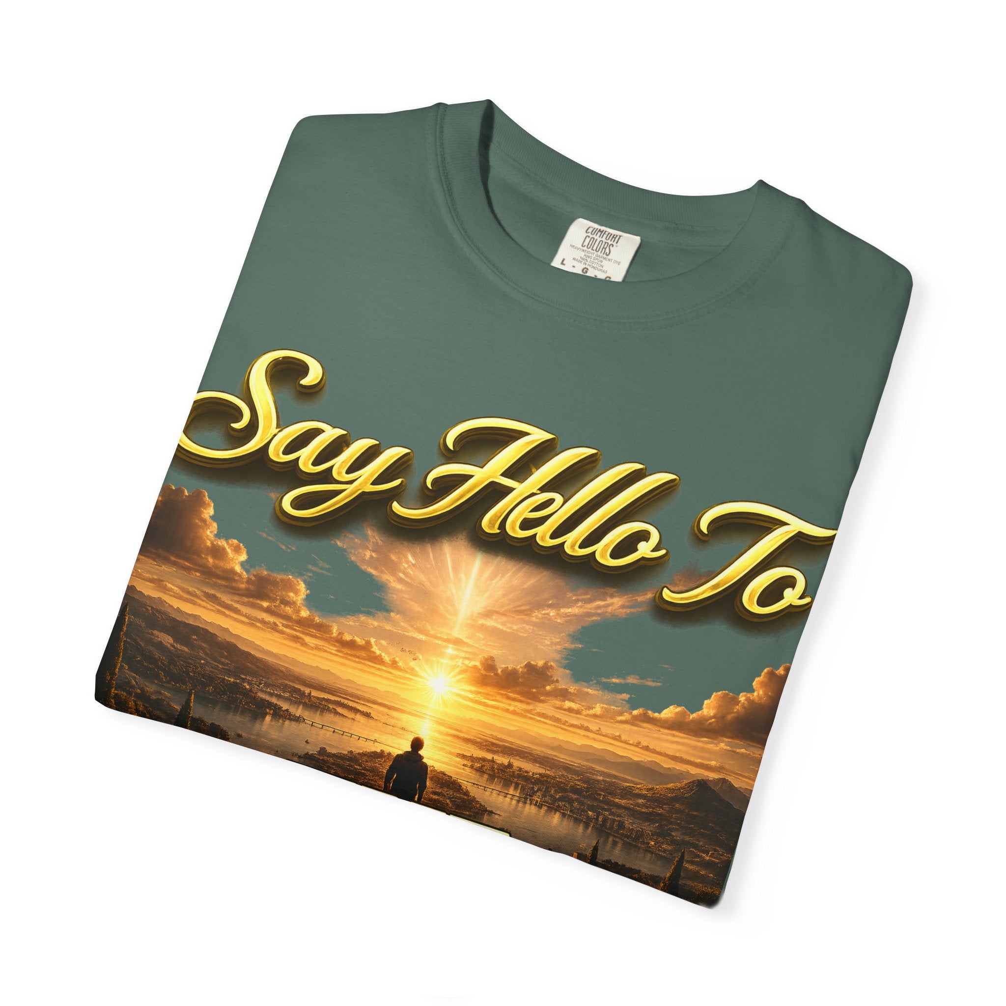 Inspirational 'Say Hello to The Beginning' Sunrise T-Shirt Printify