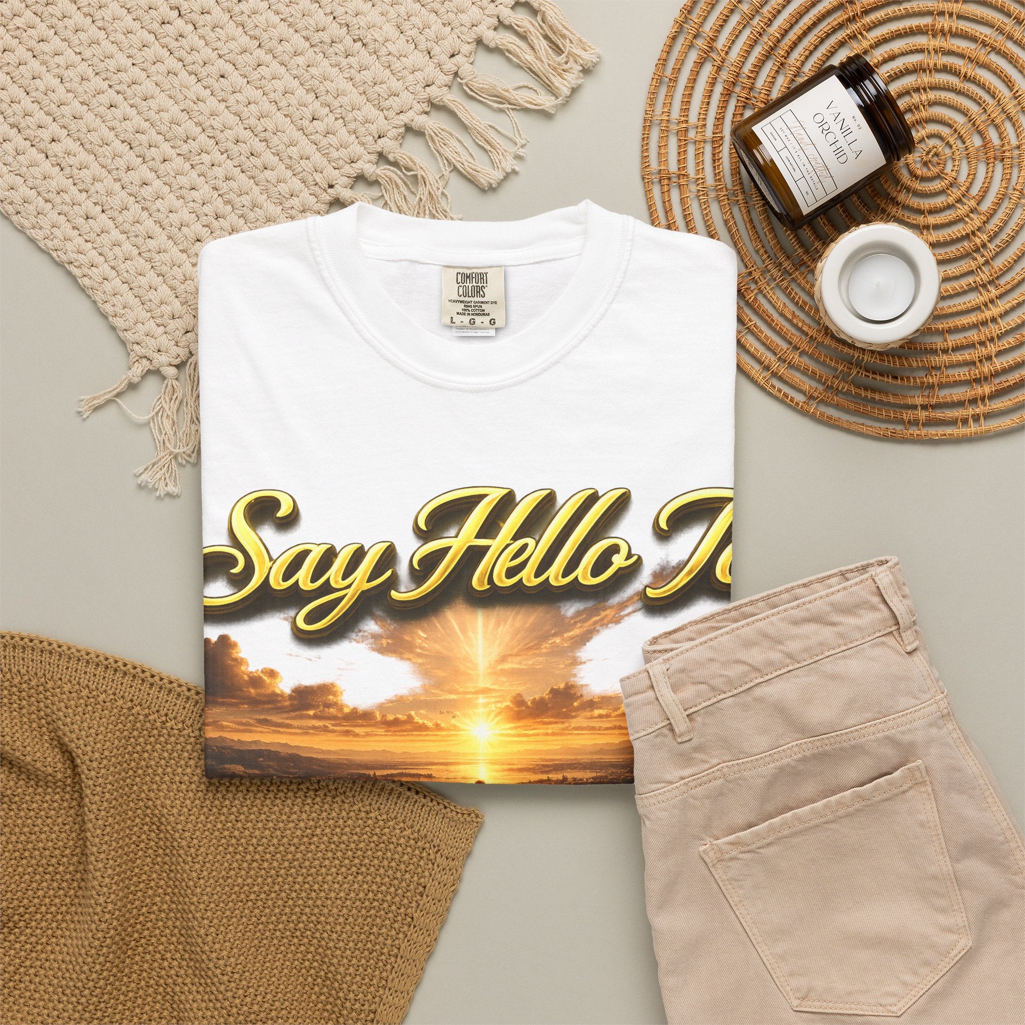 Inspirational 'Say Hello to The Beginning' Sunrise T-Shirt Printify
