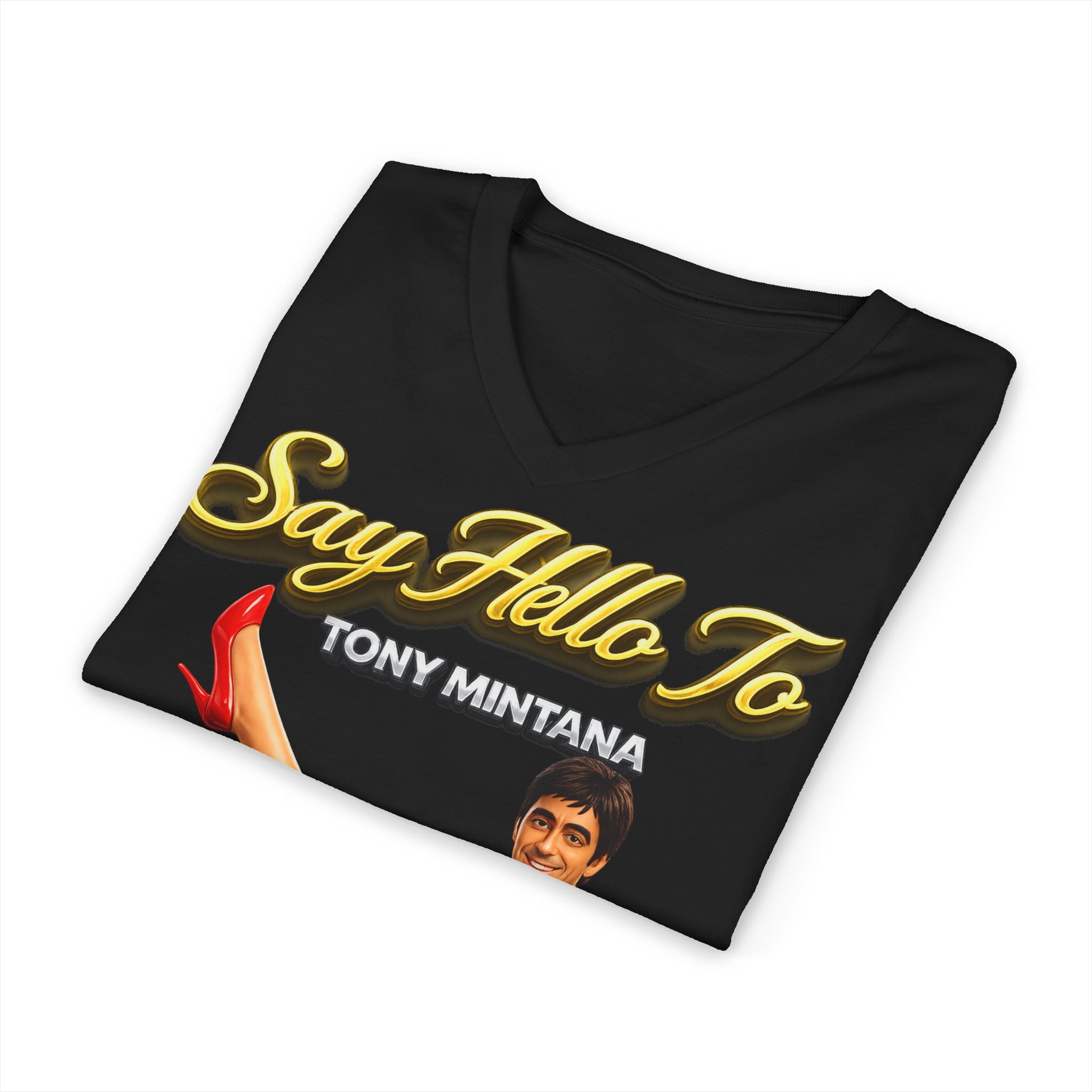 My Middle Leg V-Neck T‑Shirt — Say Hello To Tony Mintana Vintage Graphic Tee Printify