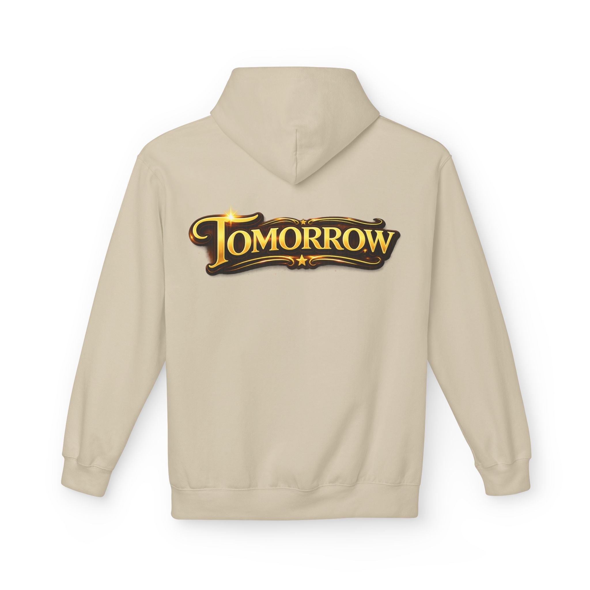 Tomorrow Hoodie — "What's Always Coming But Never Arrives?" Vintage Quote Hoodie Printify
