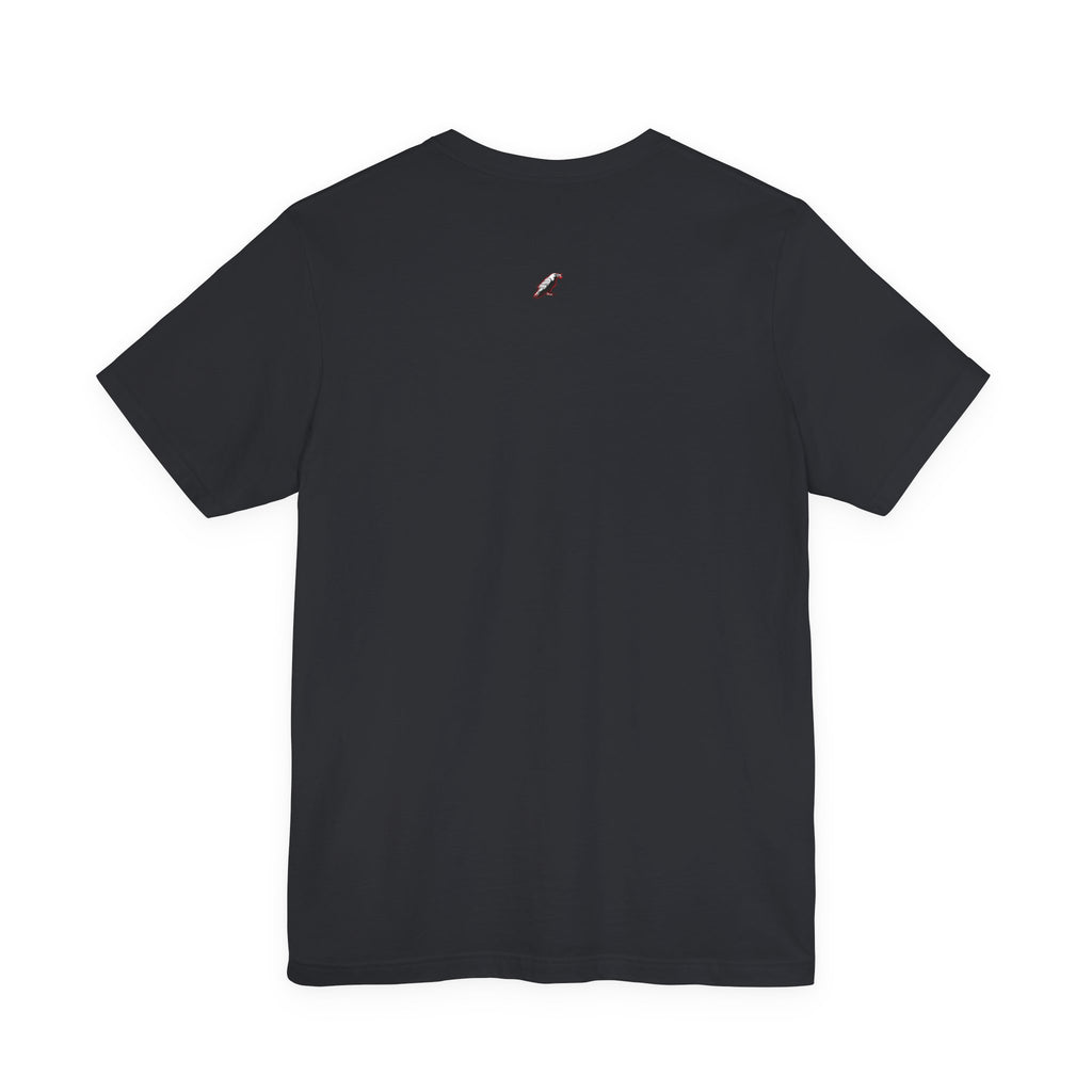 Horror Mask Split Face Tee — "Say Hello To Your Family and Friends" Graphic T-Shirt Printify